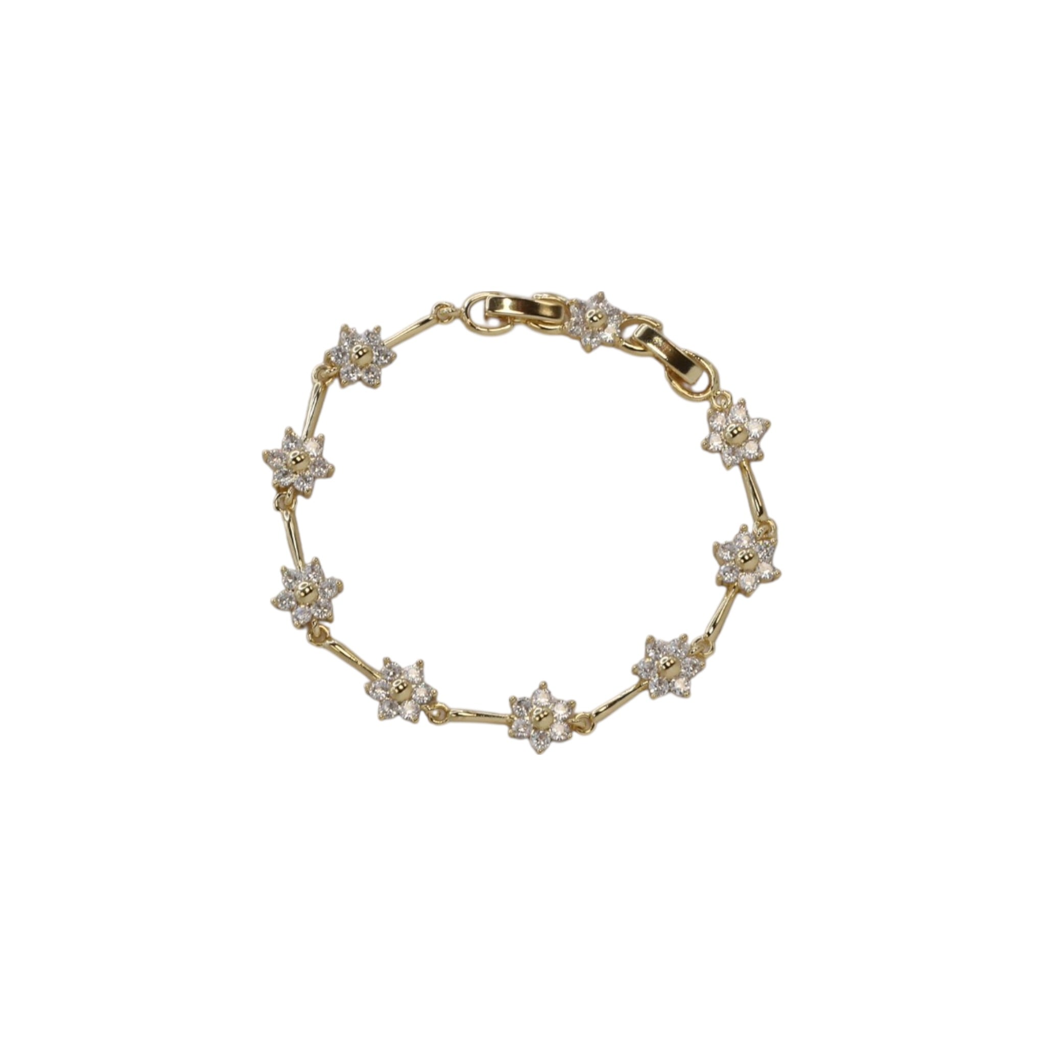 Dainty Gold Flower Bracelet – Flora | 14K Gold Plated