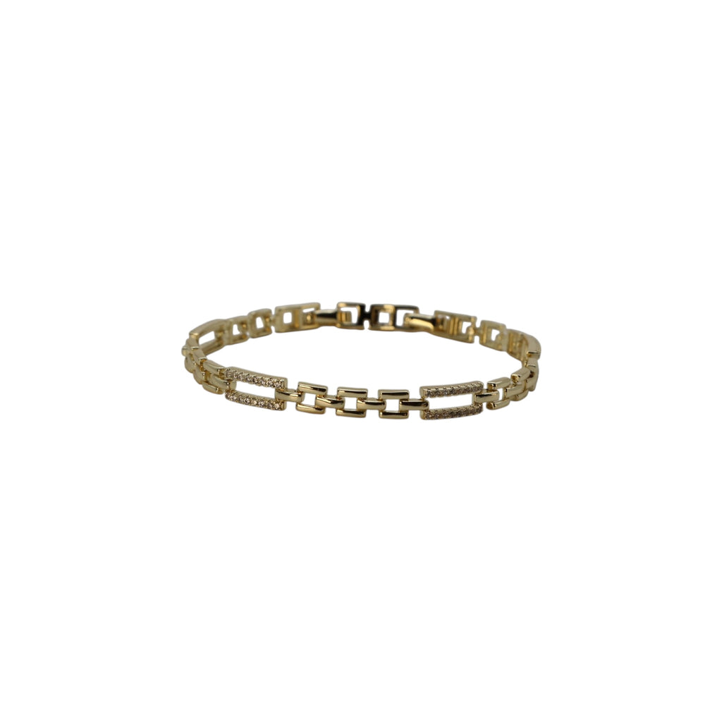 CZ Bar Chain Gold Bracelet – Mireya | 14K Gold Plated