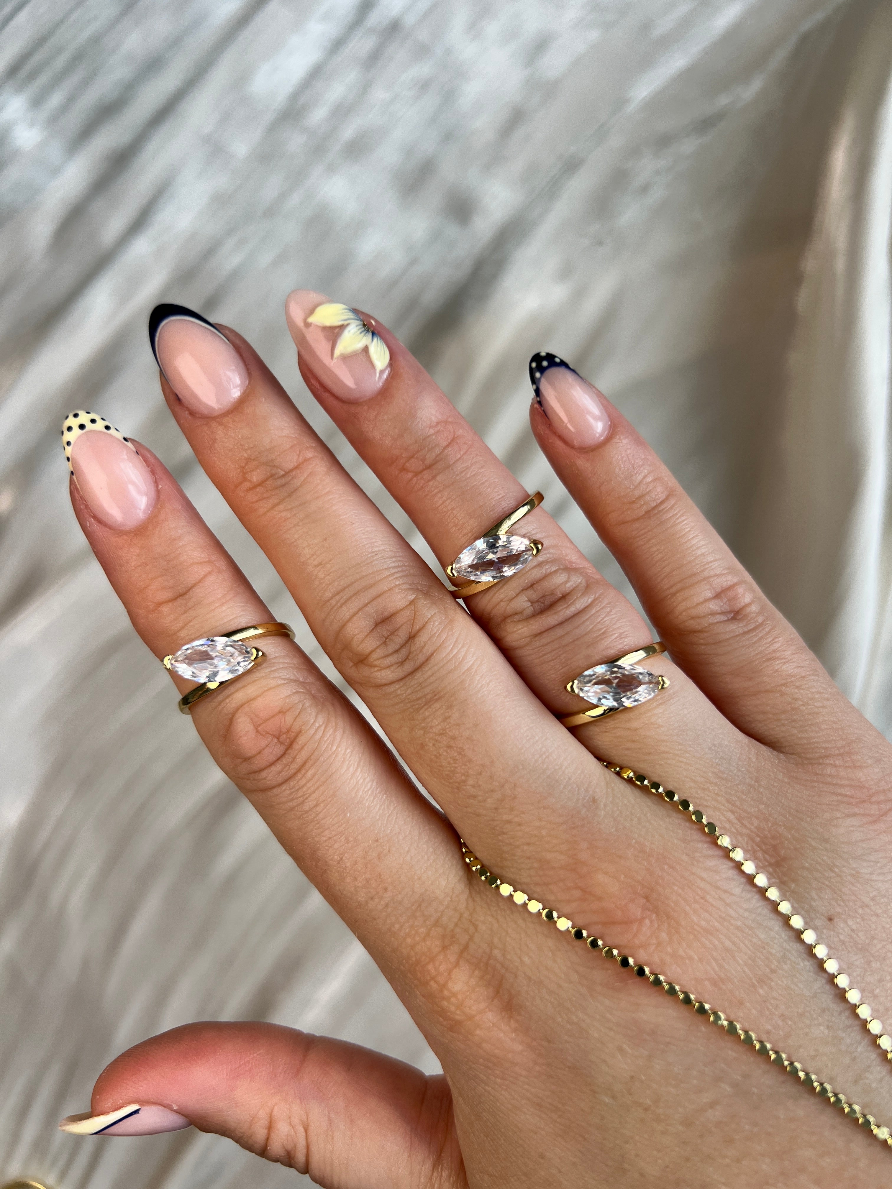 Ria Marquise Stone Ring – Adjustable 14K Gold Plated Statement Ring