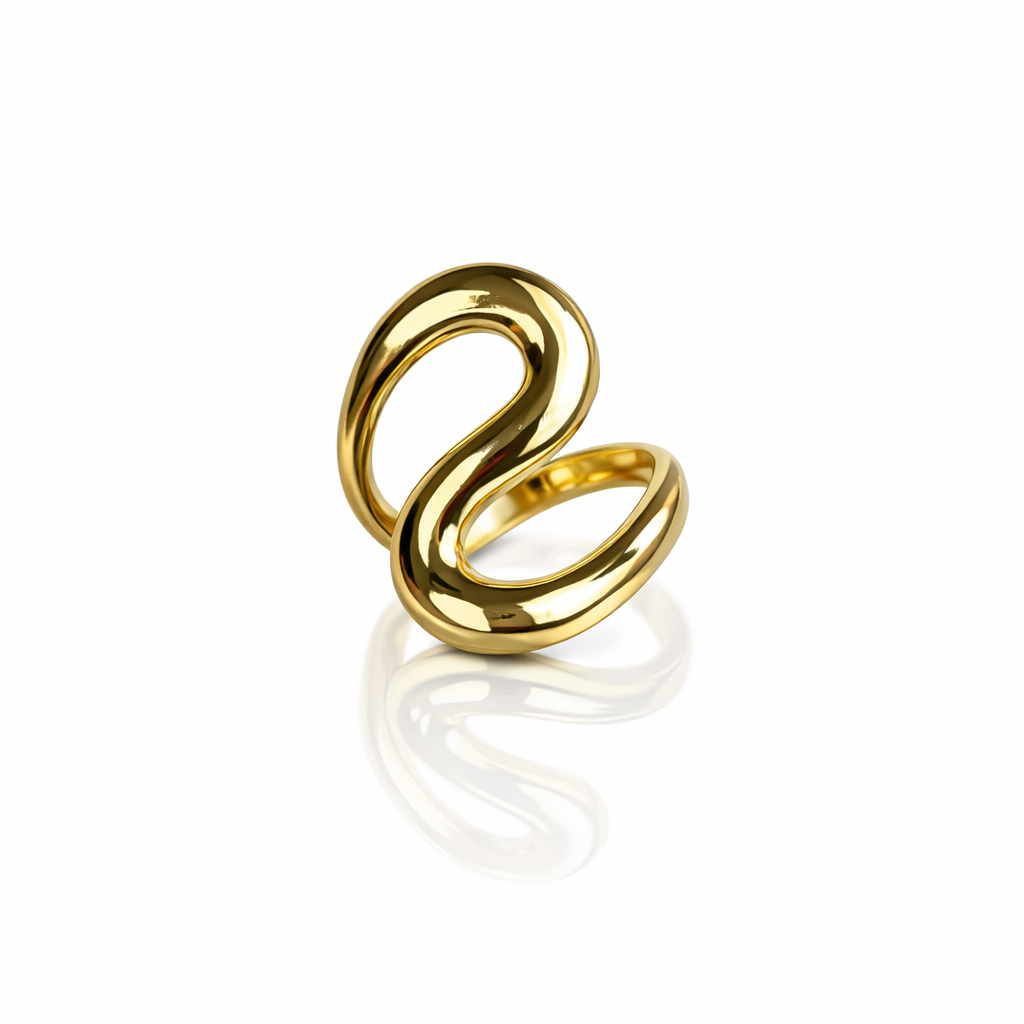Wavy Loop Ring – Chunky Adjustable 14K Gold Plated Ring
