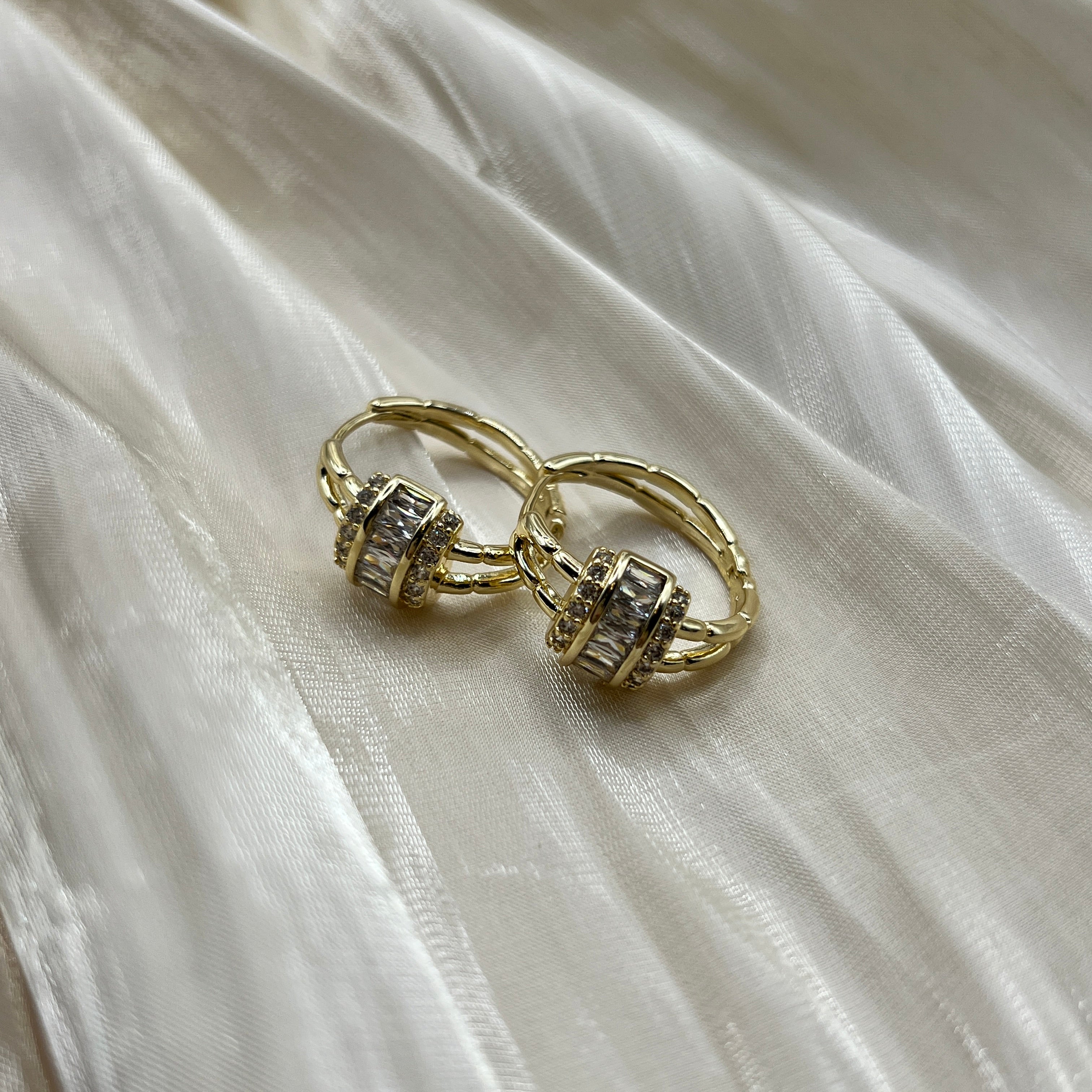 Baguette Pavé Hoop Earrings – Elvaria