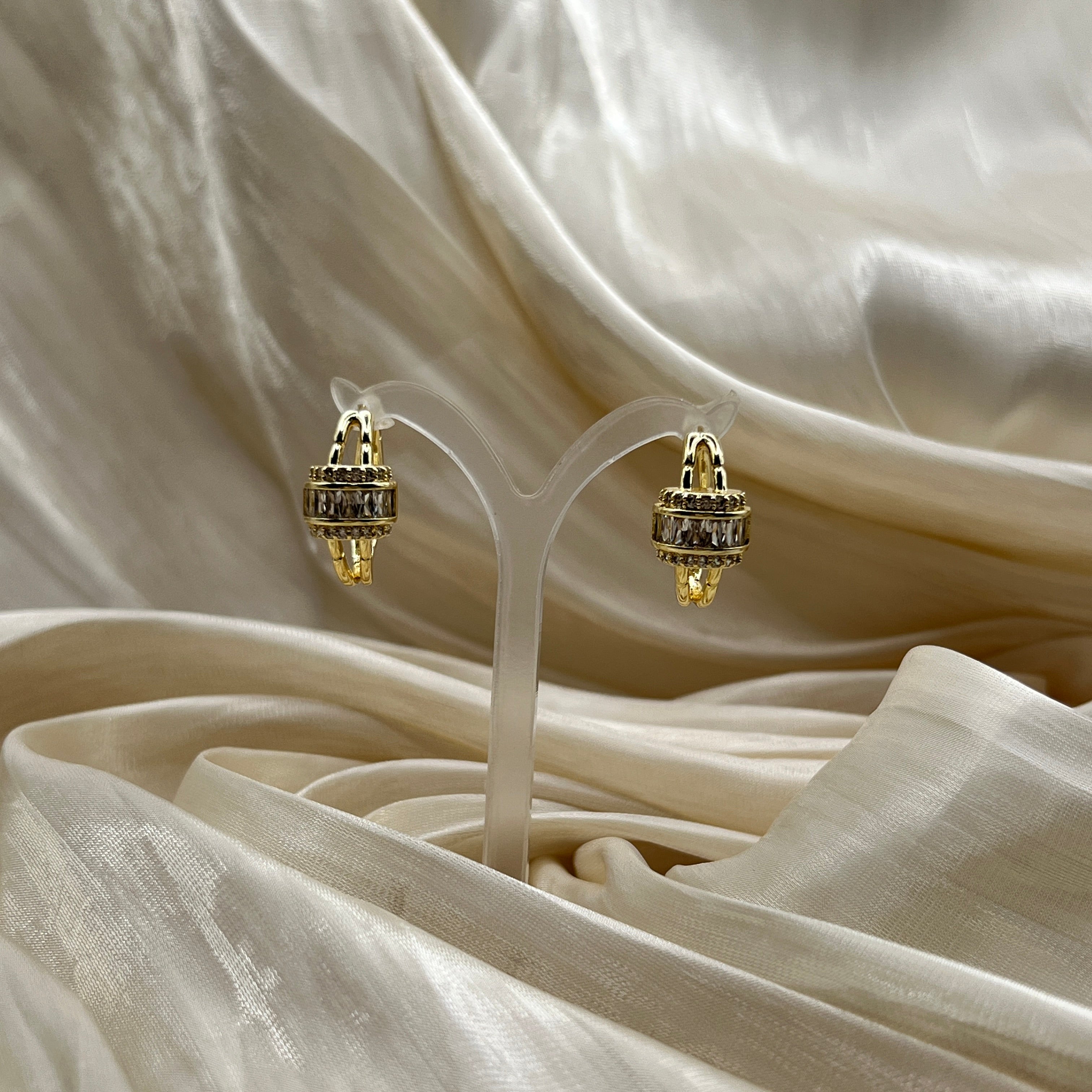 Baguette Pavé Hoop Earrings – Elvaria
