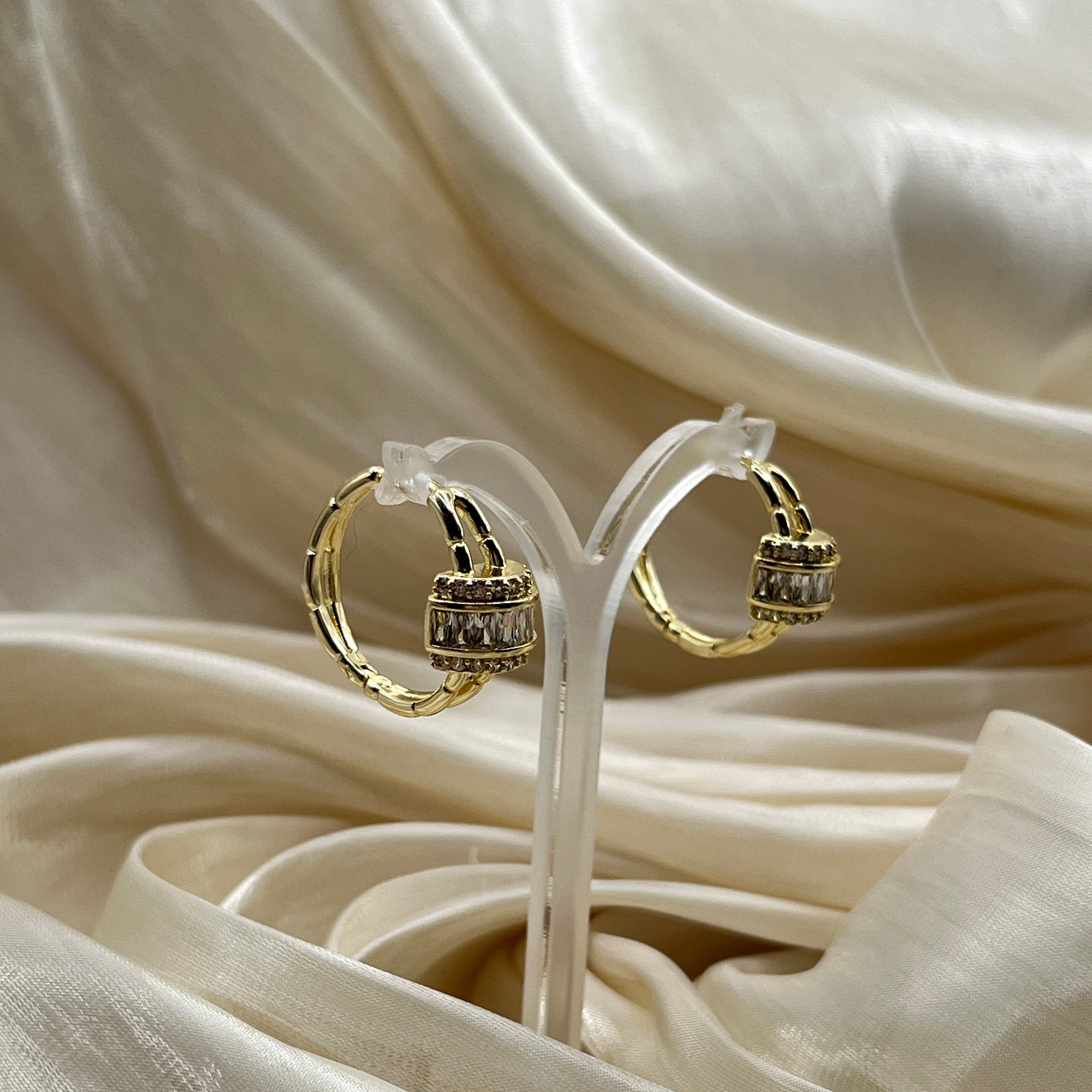 Baguette Pavé Hoop Earrings – Elvaria