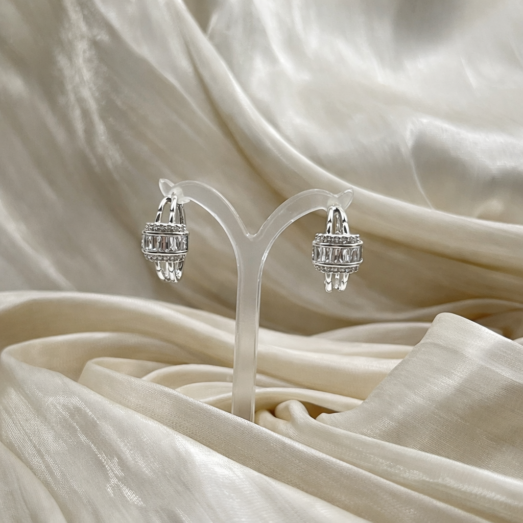 Baguette Pavé Hoop Earrings – Elvaria