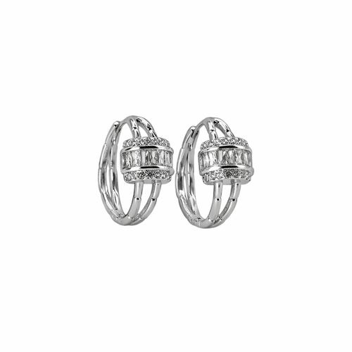 Baguette Pavé Hoop Earrings – Elvaria