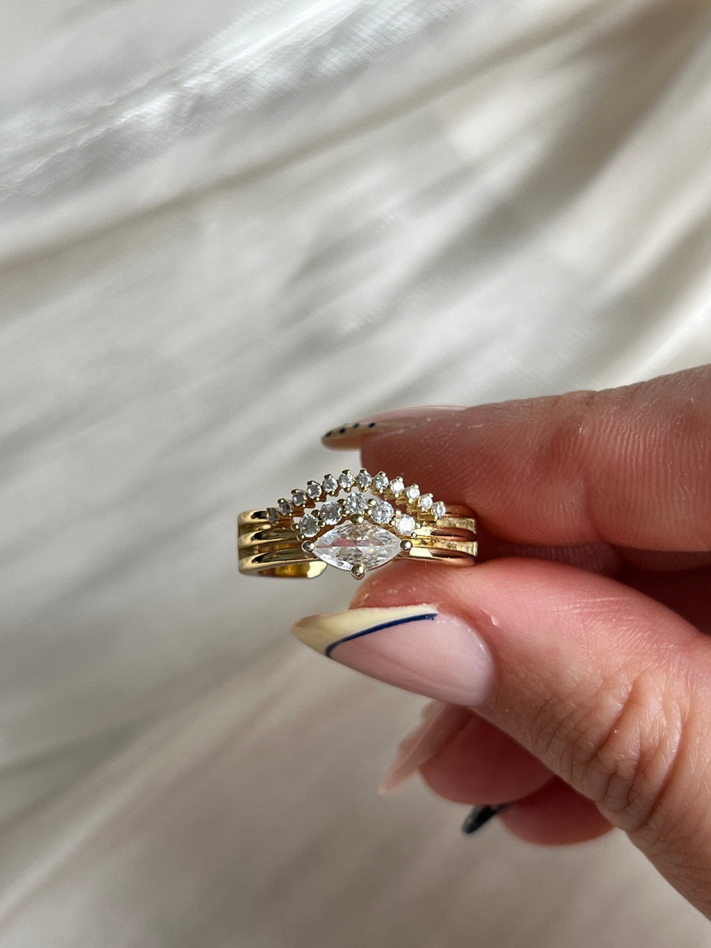 Diana Statement Ring – Adjustable 14K Gold Plated CZ Ring