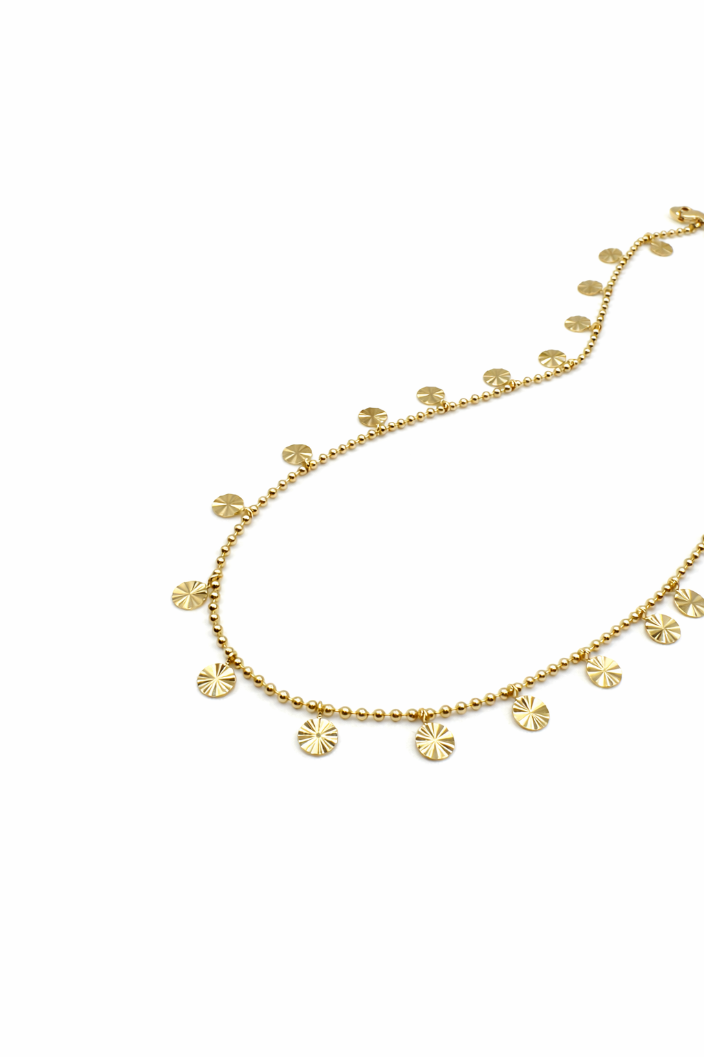 Radiant Disc Drop Necklace – Serelune | 14K Gold Plated
