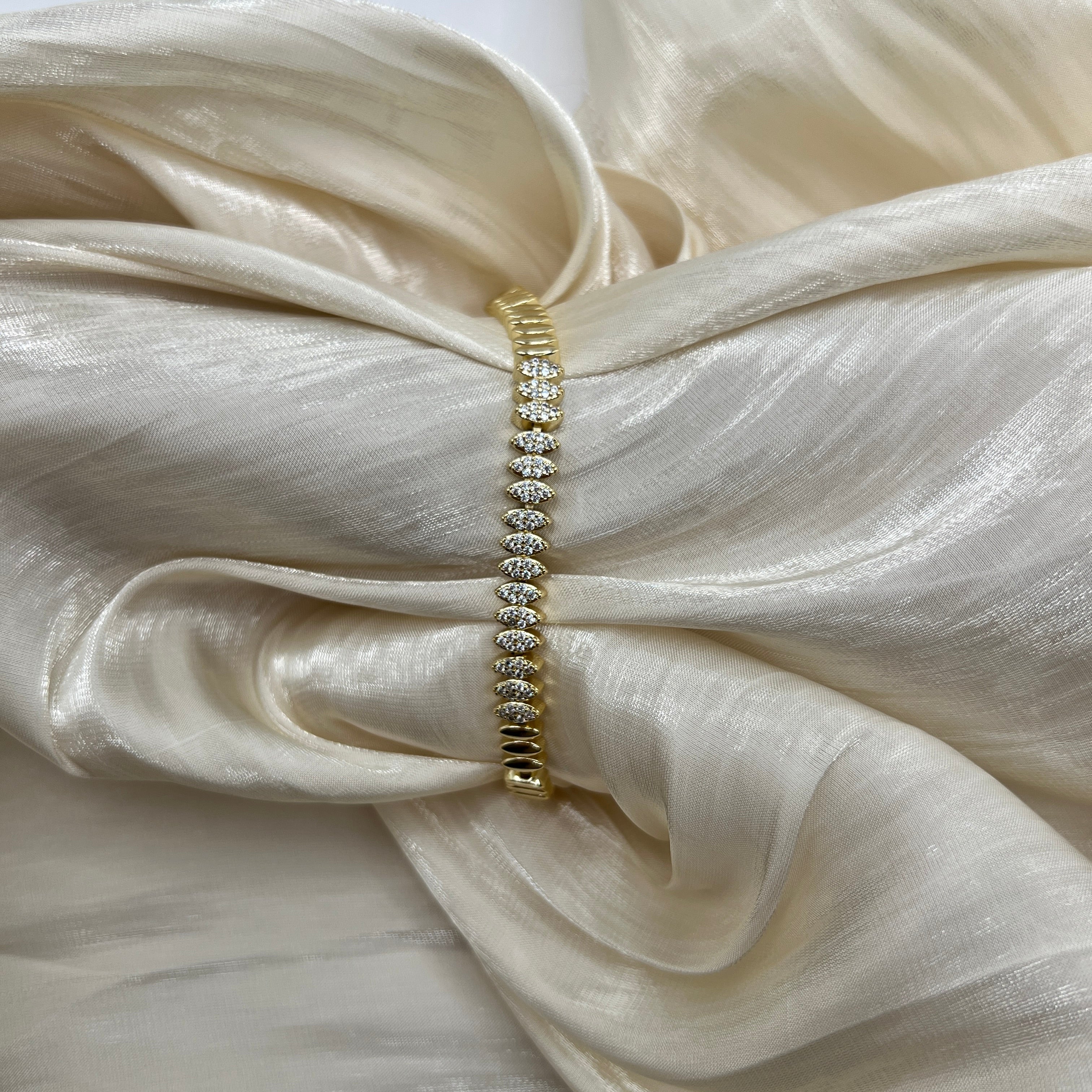 CZ Pavé Gold Statement Bracelet – Margot | 14K Gold Plated