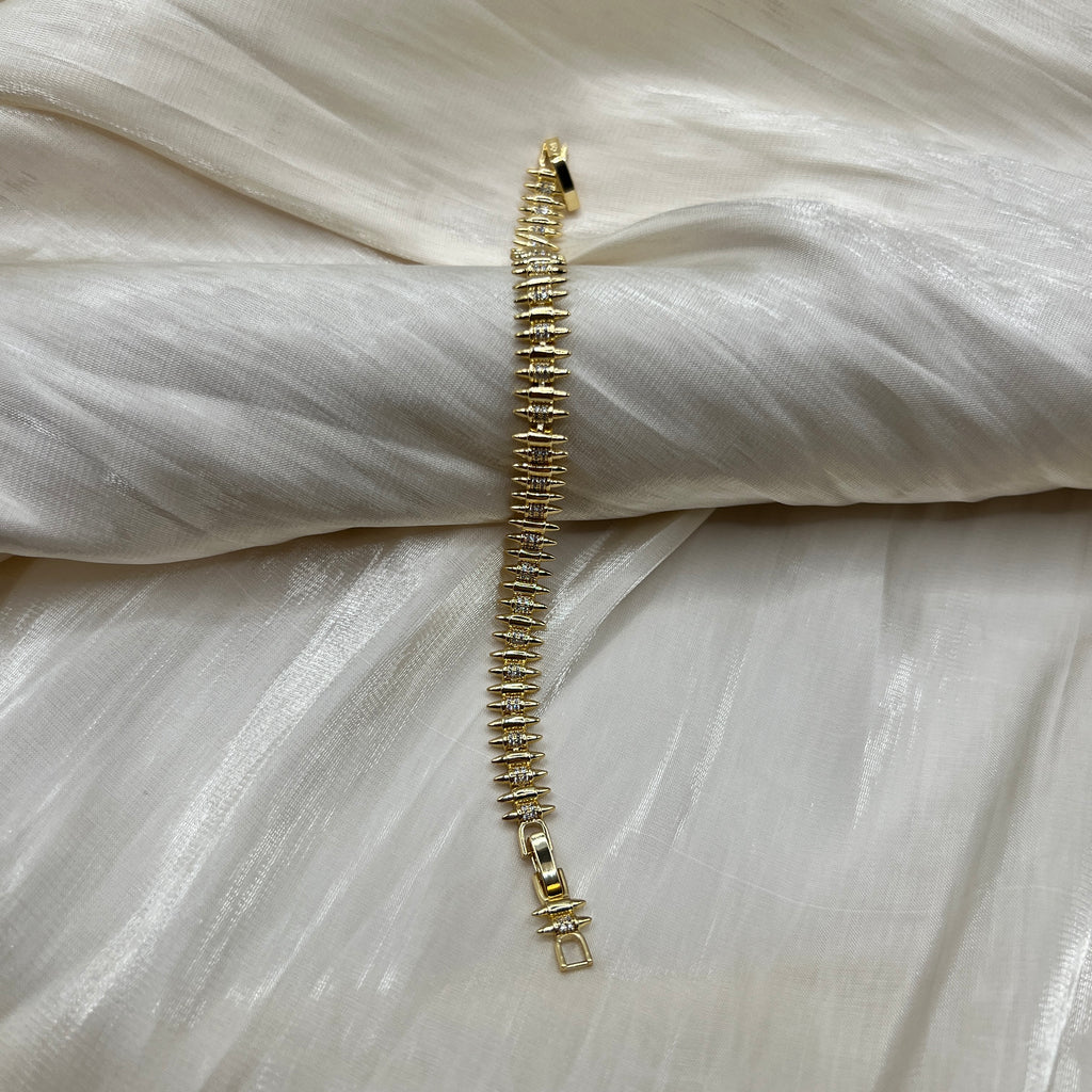 CZ Spiked Gold Bracelet – Astra Petite | 14K Gold Plated