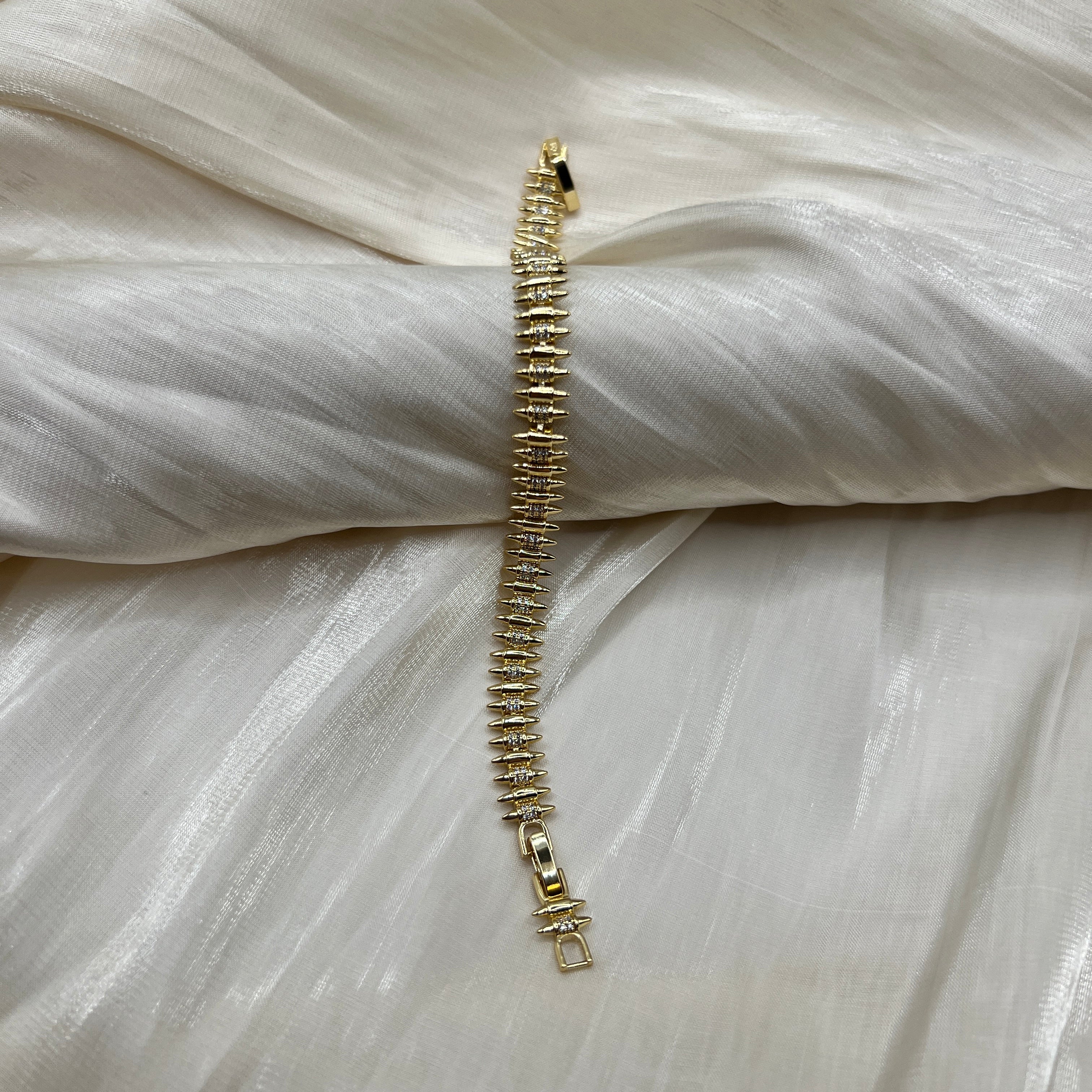 CZ Spiked Gold Bracelet – Astra Petite | 14K Gold Plated
