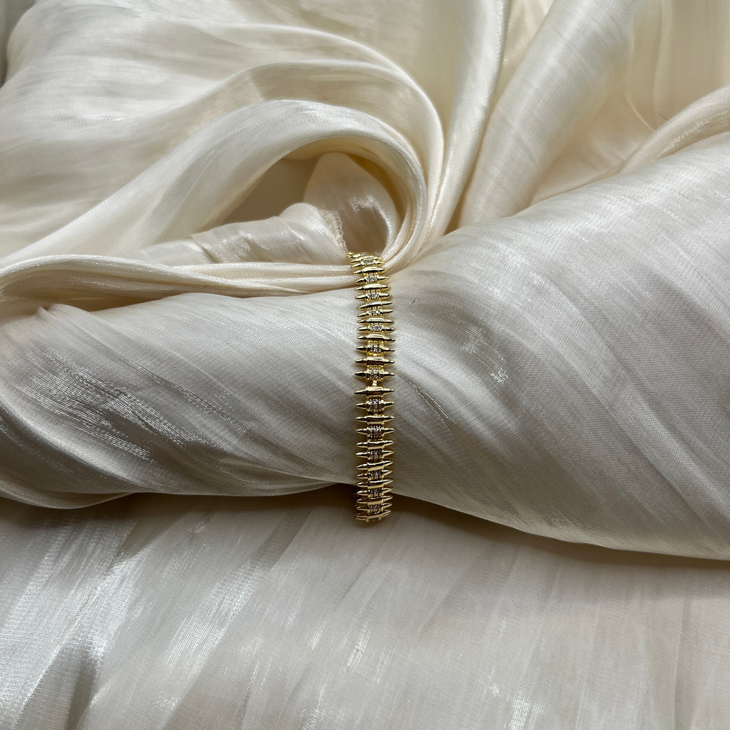 CZ Spiked Gold Bracelet – Astra Petite | 14K Gold Plated