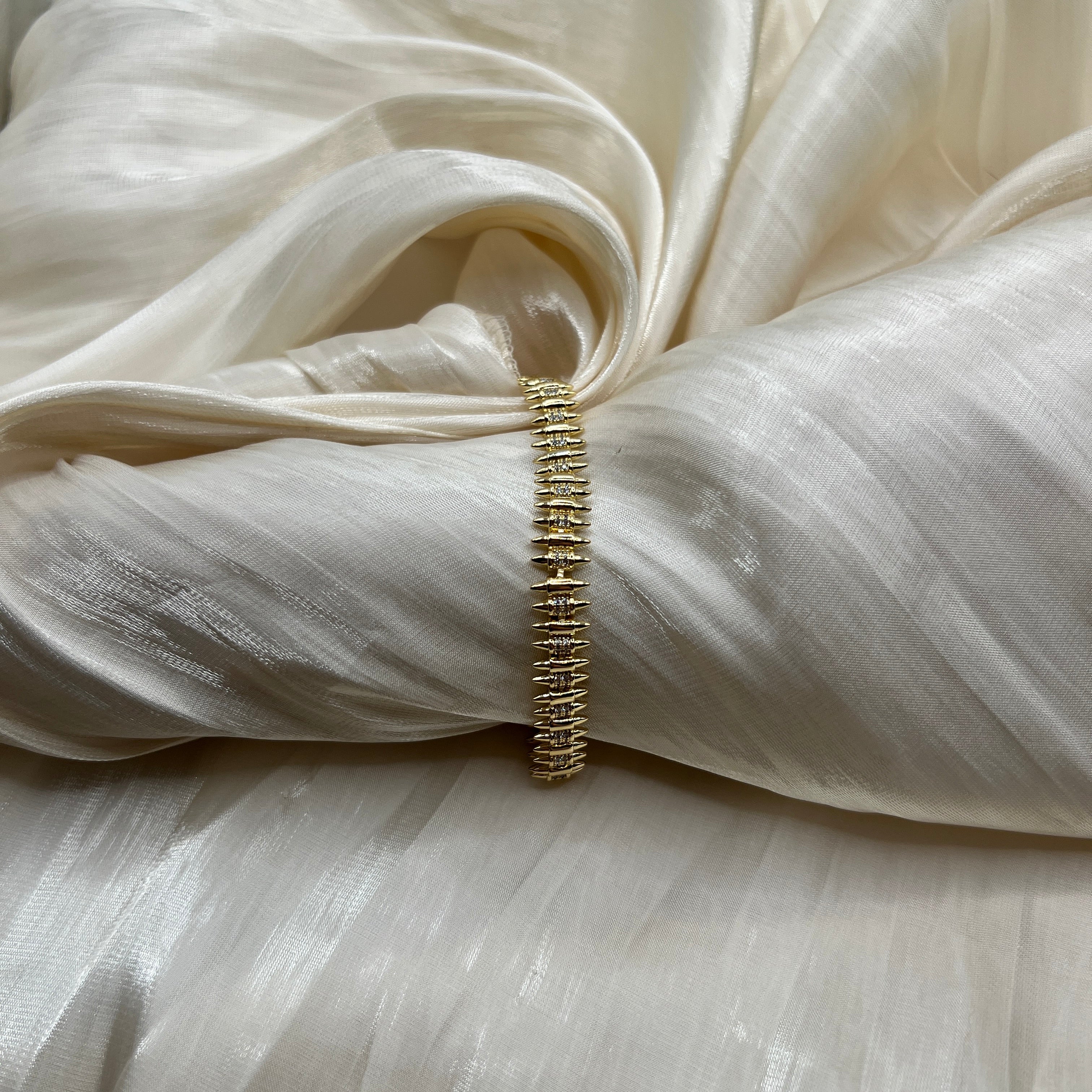 CZ Spiked Gold Bracelet – Astra Petite | 14K Gold Plated