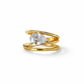 Hilda Cross Crystal Ring – Adjustable Chunky Gold Ring