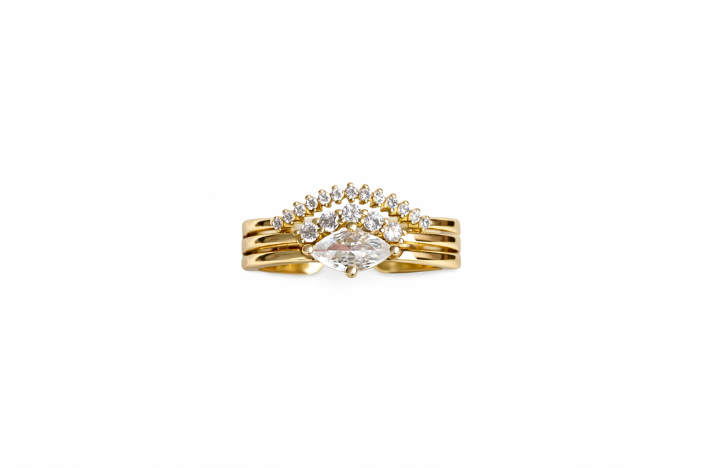 Diana Statement Ring – Adjustable 14K Gold Plated CZ Ring
