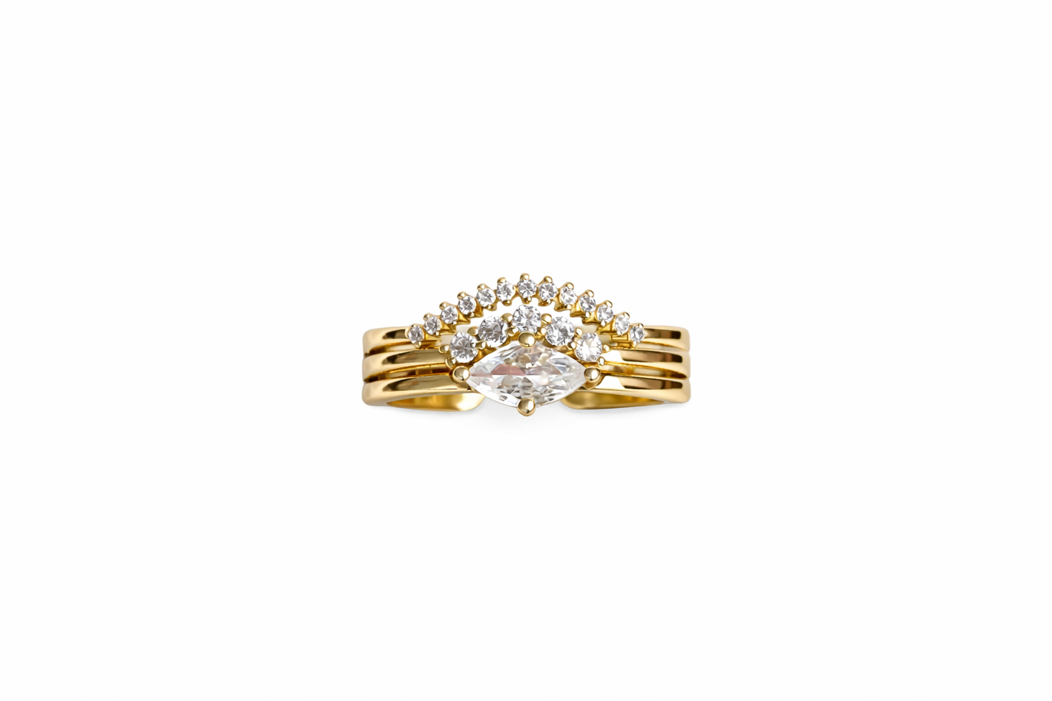 Diana Statement Ring – Adjustable 14K Gold Plated CZ Ring