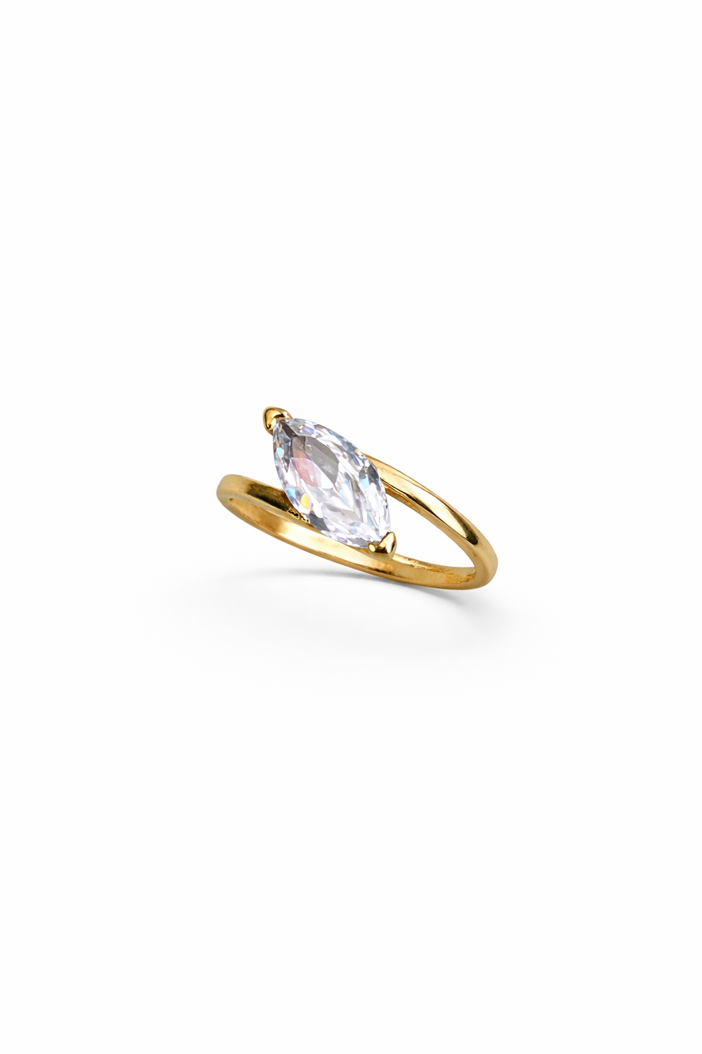 Ria Marquise Stone Ring – Adjustable 14K Gold Plated Statement Ring