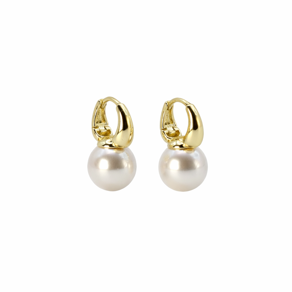 Classic Pearl Drop Hoop Earrings – Virella