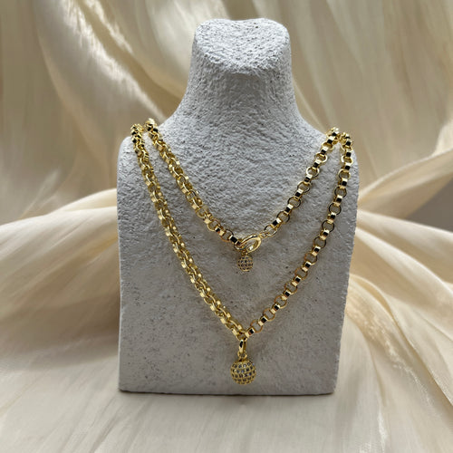 Chunky Chain Pendant Necklace – Zafira | 14K Gold Plated