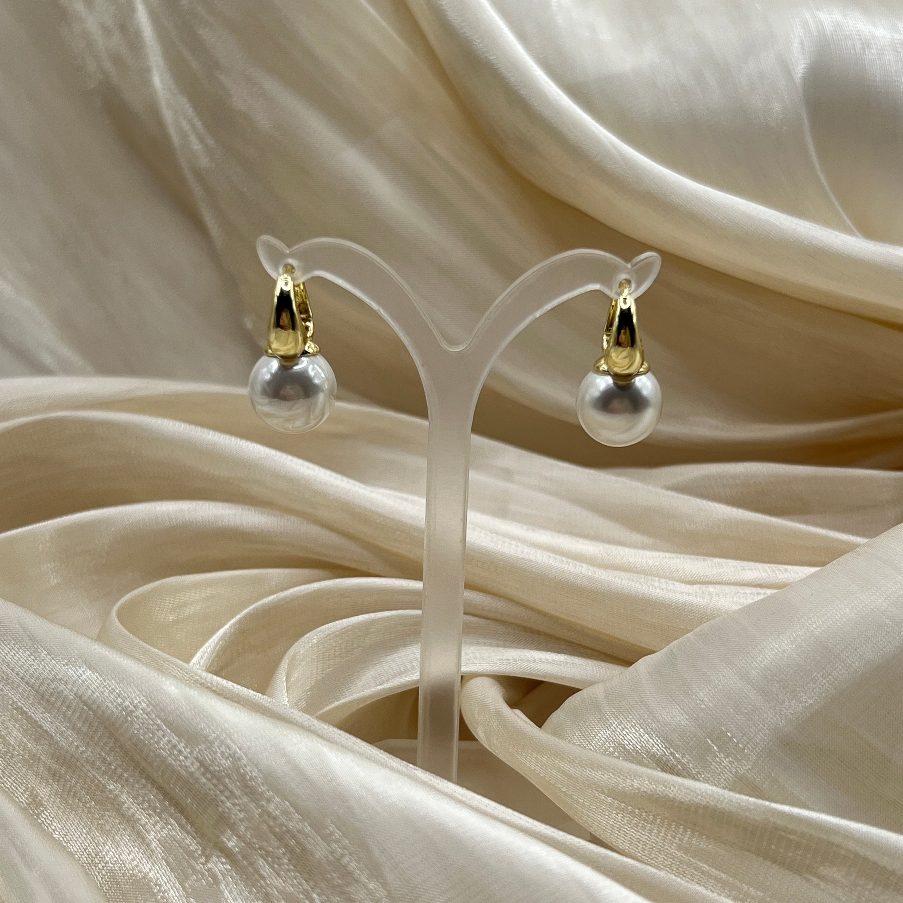Classic Pearl Drop Hoop Earrings – Virella