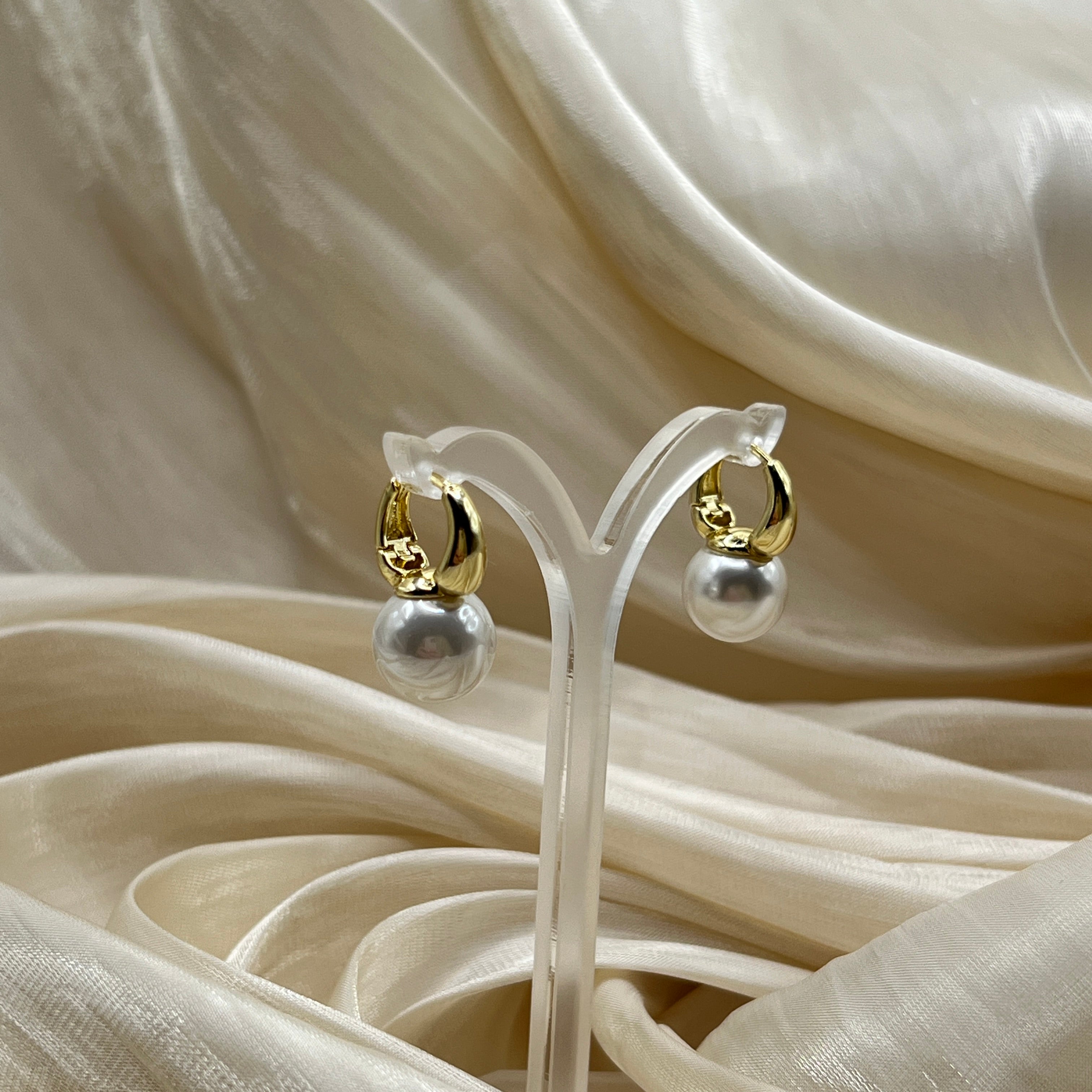 Classic Pearl Drop Hoop Earrings – Virella