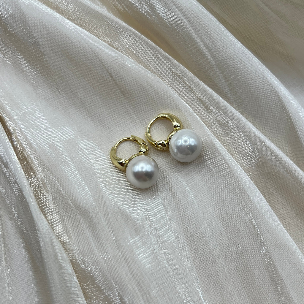 Classic Pearl Drop Hoop Earrings – Virella