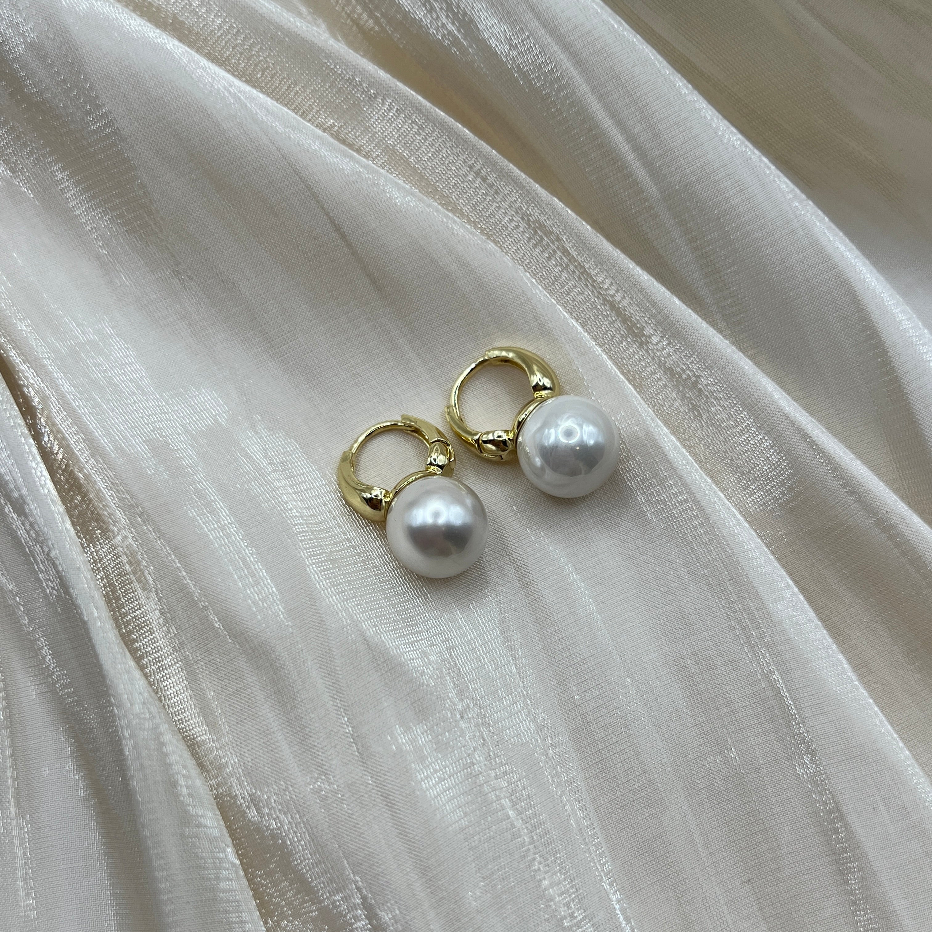 Classic Pearl Drop Hoop Earrings – Virella