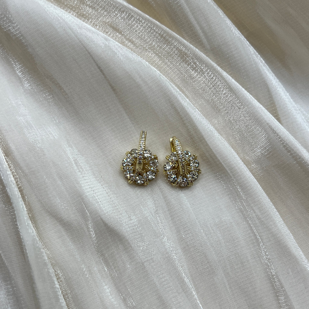 Crystal Halo Drop Earrings Gold – Orlena