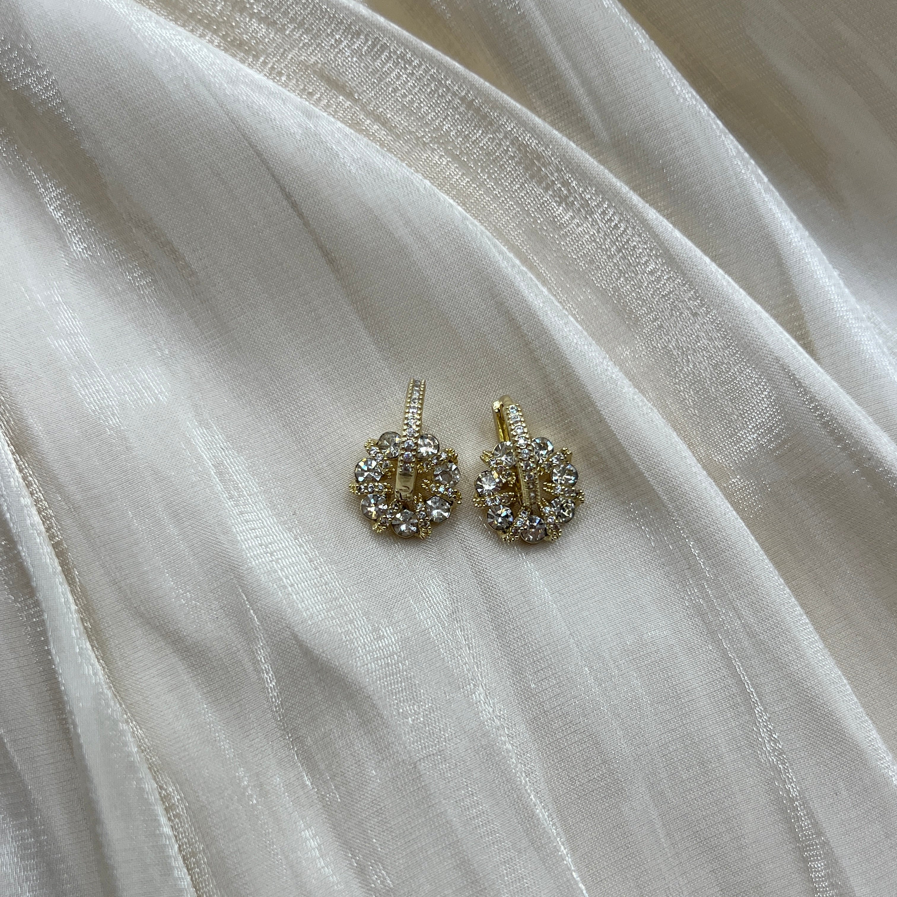 Crystal Halo Drop Earrings Gold – Orlena