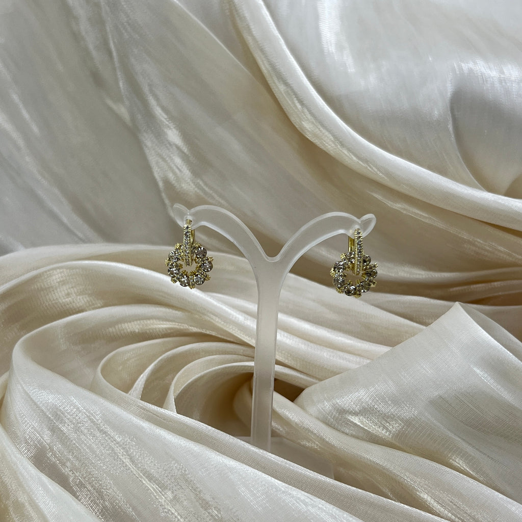 Crystal Halo Drop Earrings Gold – Orlena