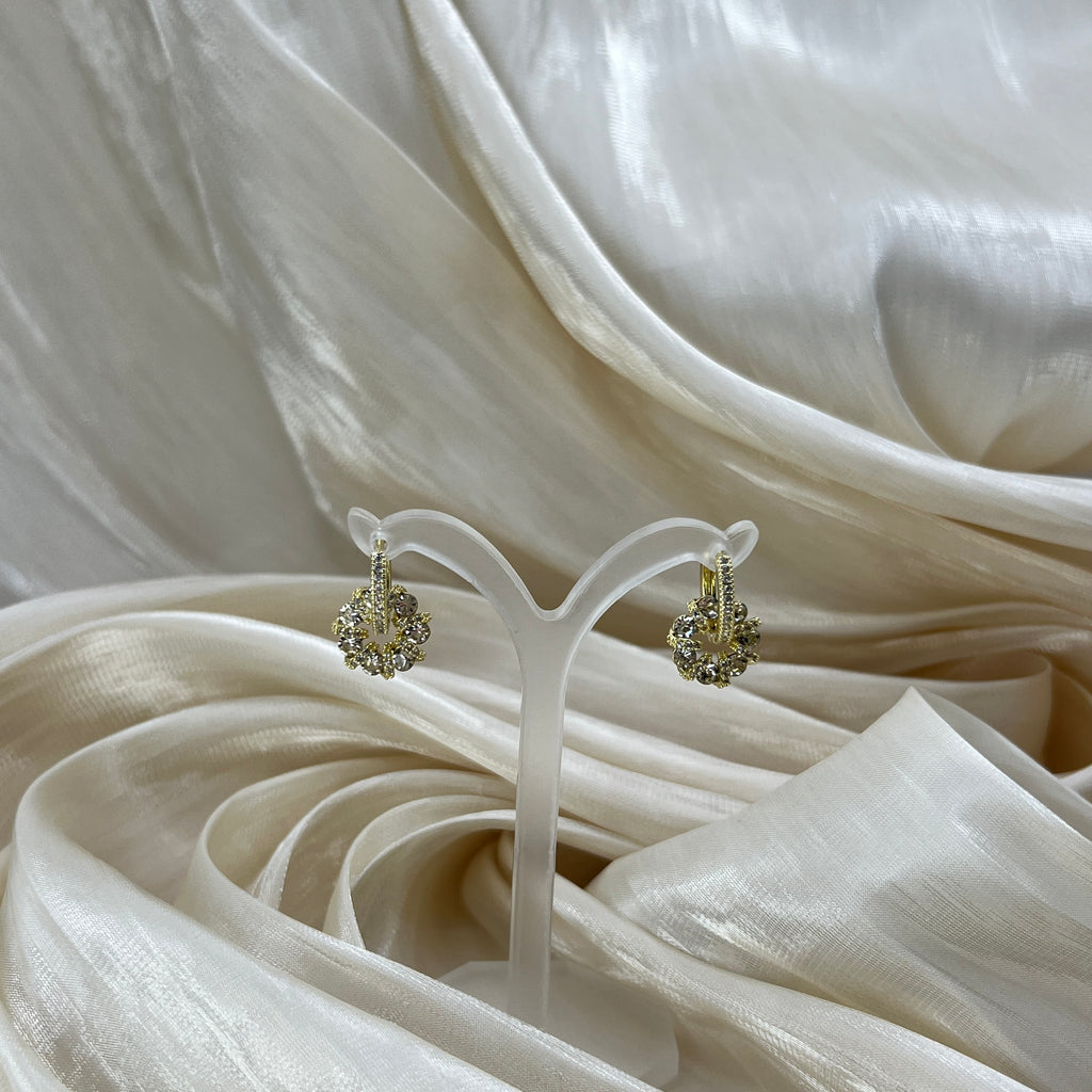 Crystal Halo Drop Earrings Gold – Orlena