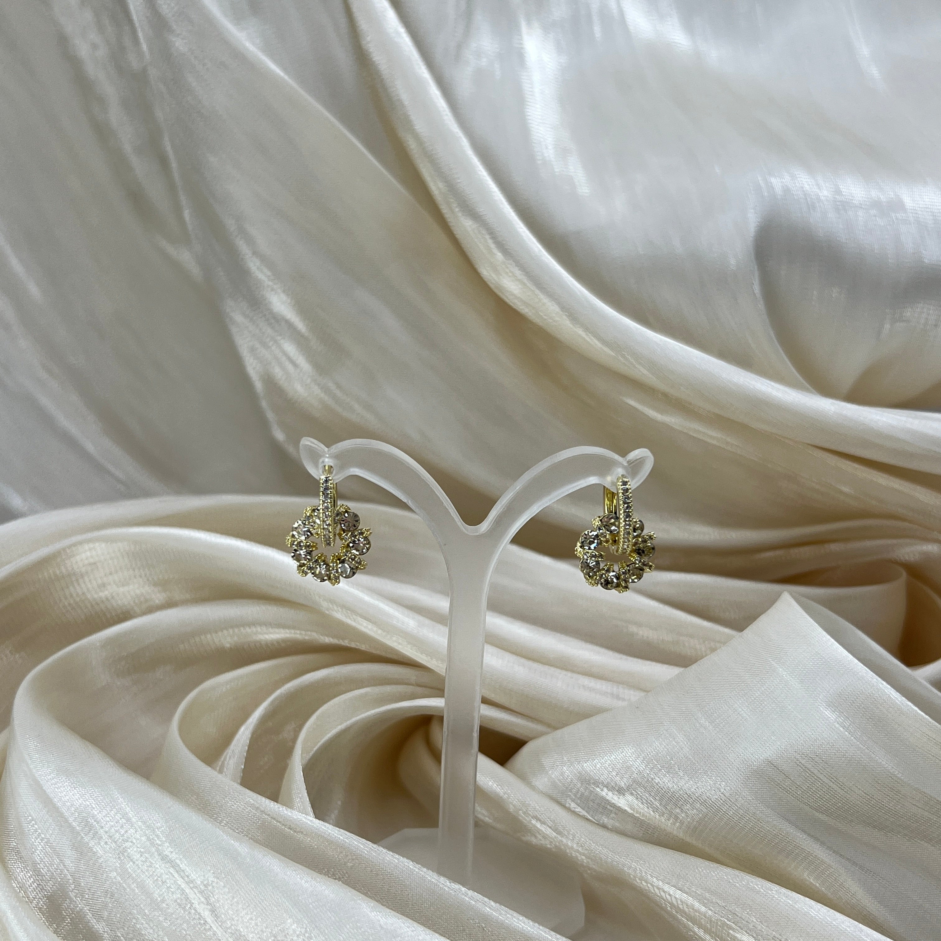 Crystal Halo Drop Earrings Gold – Orlena