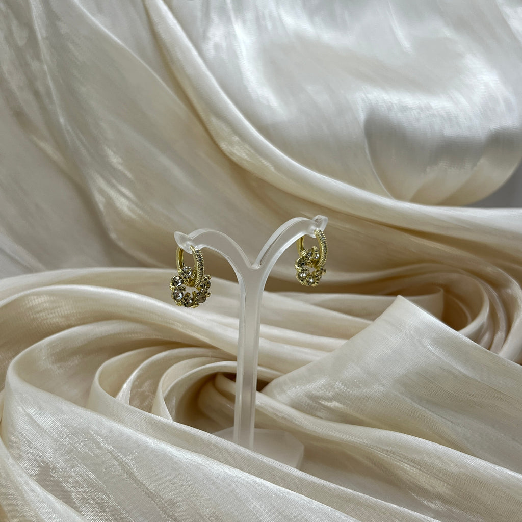 Crystal Halo Drop Earrings Gold – Orlena
