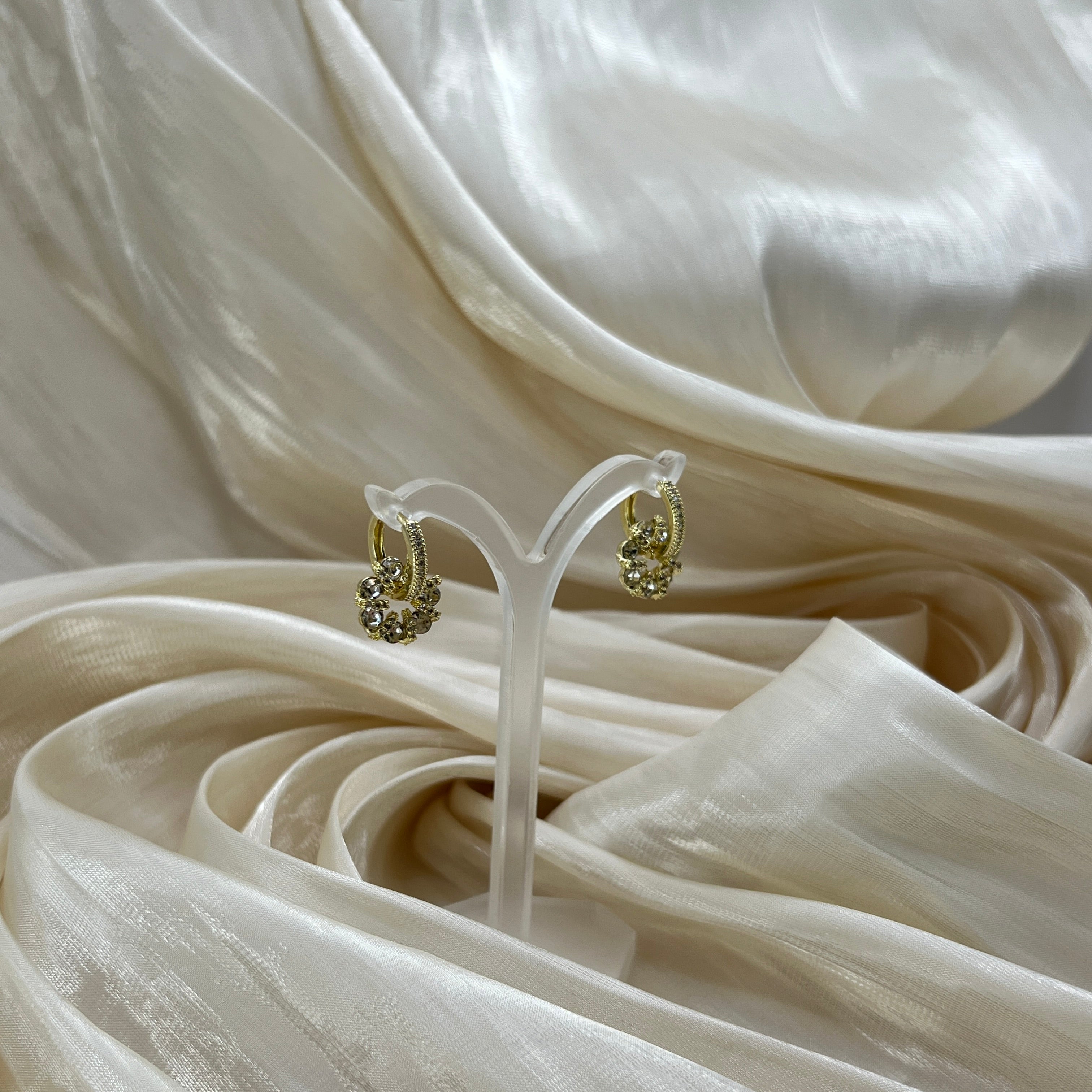 Crystal Halo Drop Earrings Gold – Orlena