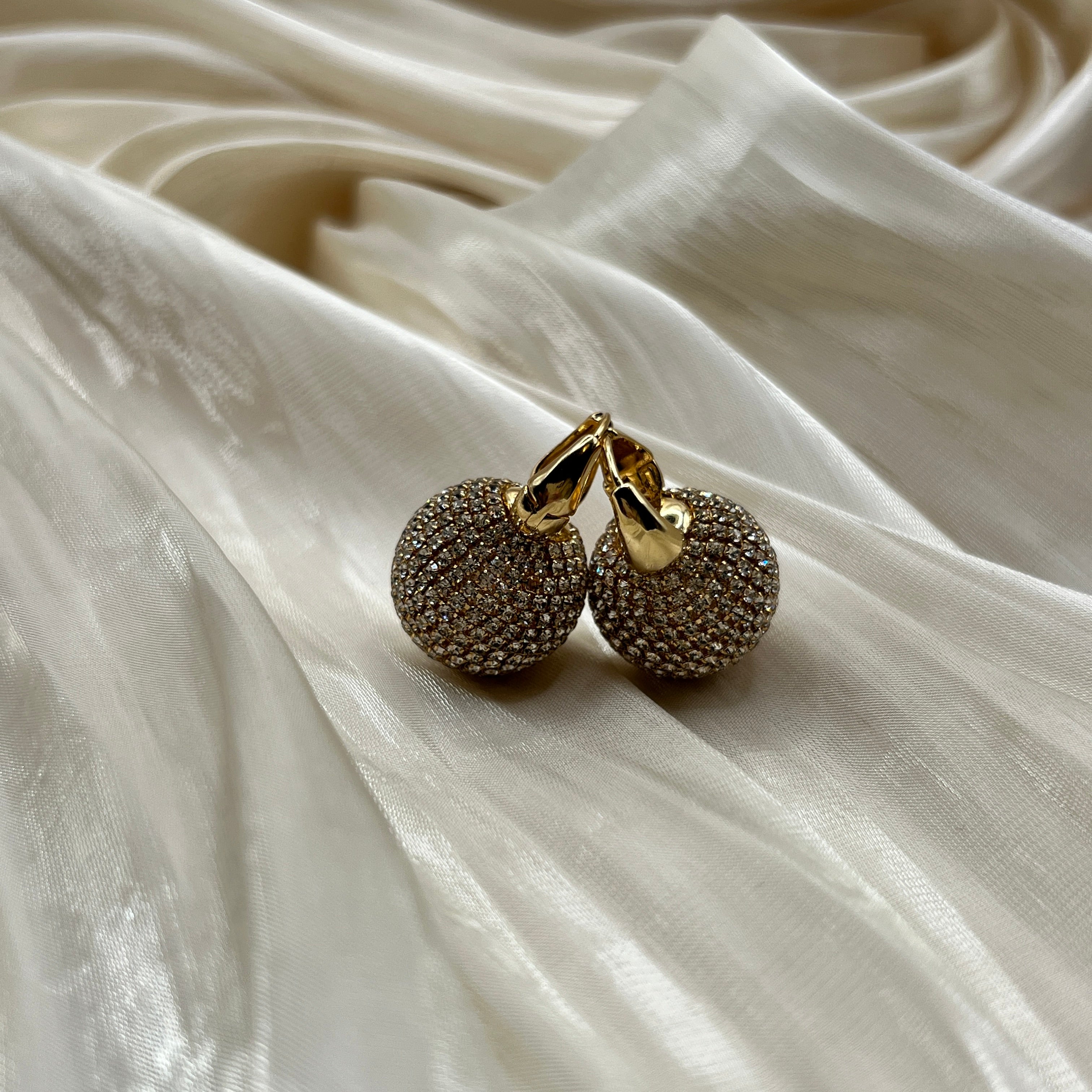 Crystal Pavé Sphere Hoop Earrings – Noirelle