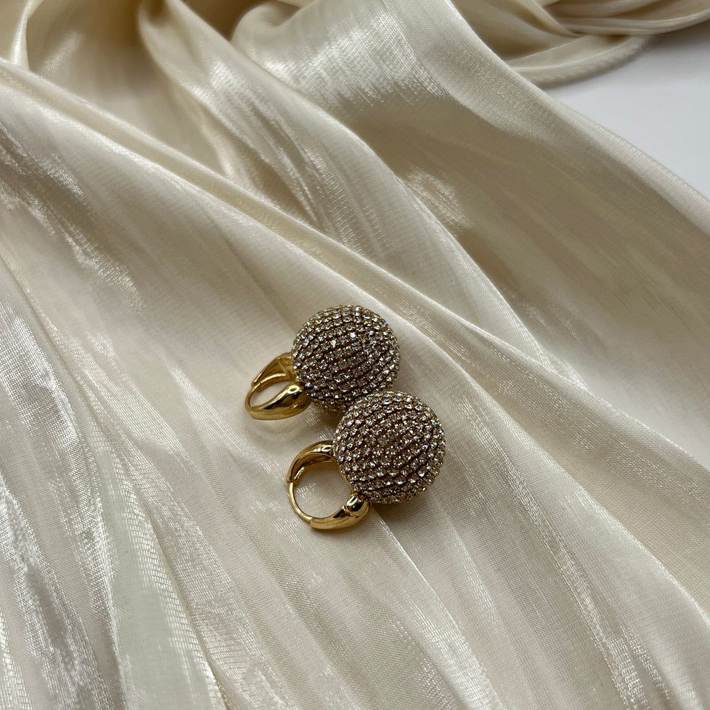 Crystal Pavé Sphere Hoop Earrings – Noirelle