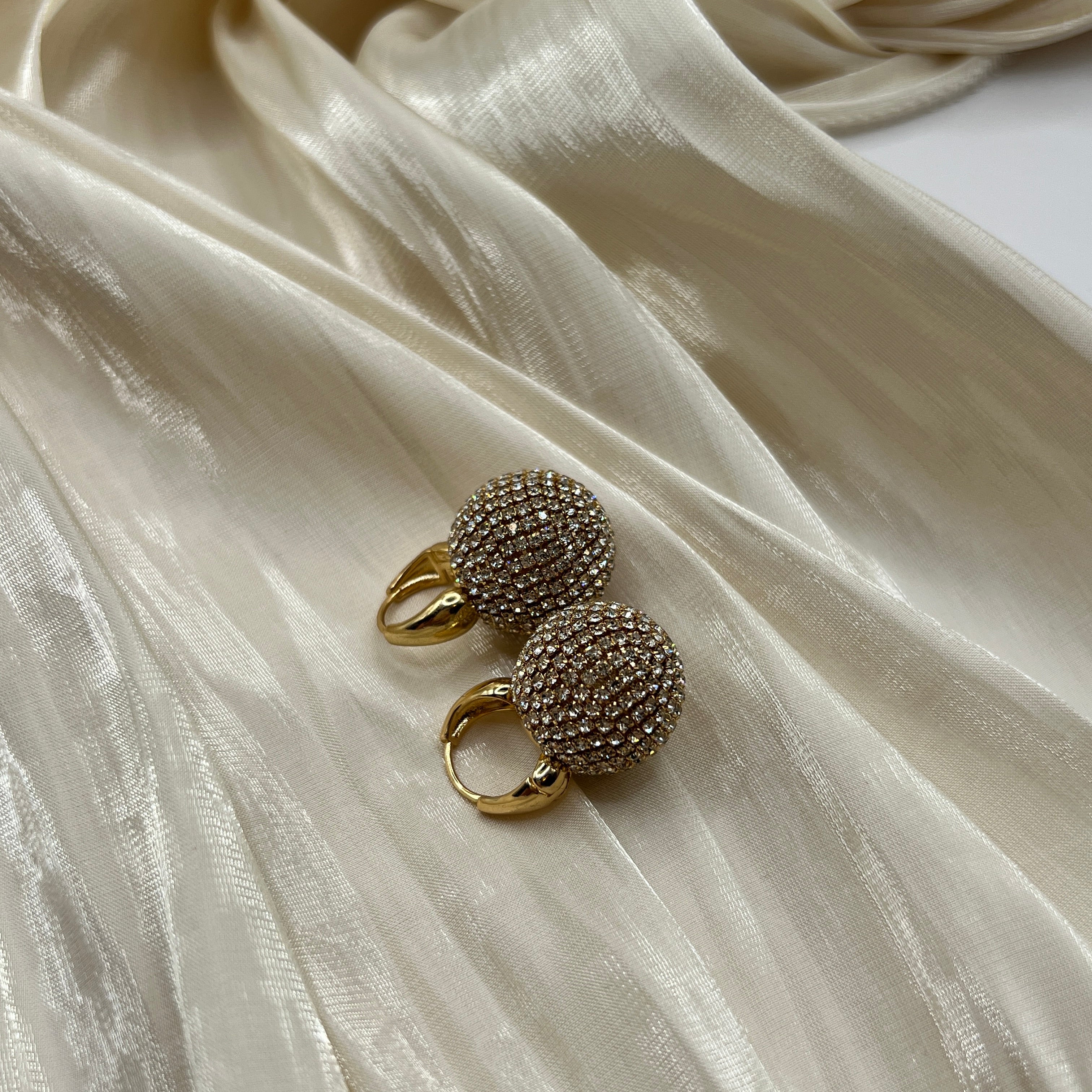 Crystal Pavé Sphere Hoop Earrings – Noirelle