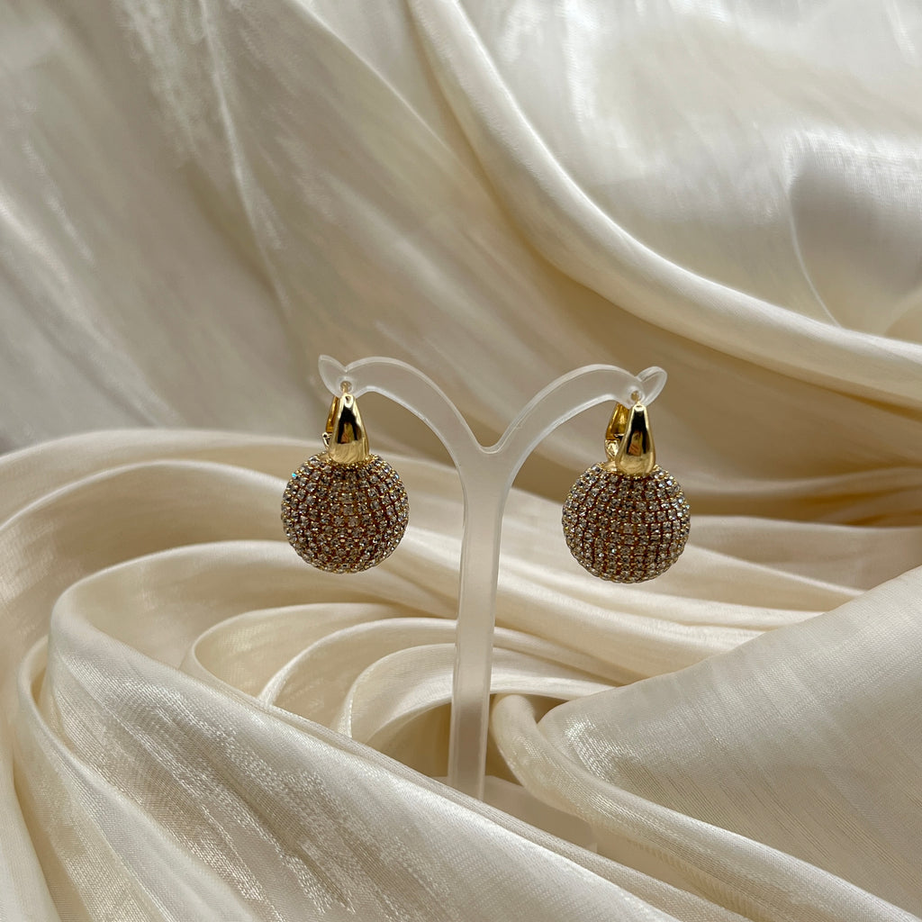 Crystal Pavé Sphere Hoop Earrings – Noirelle