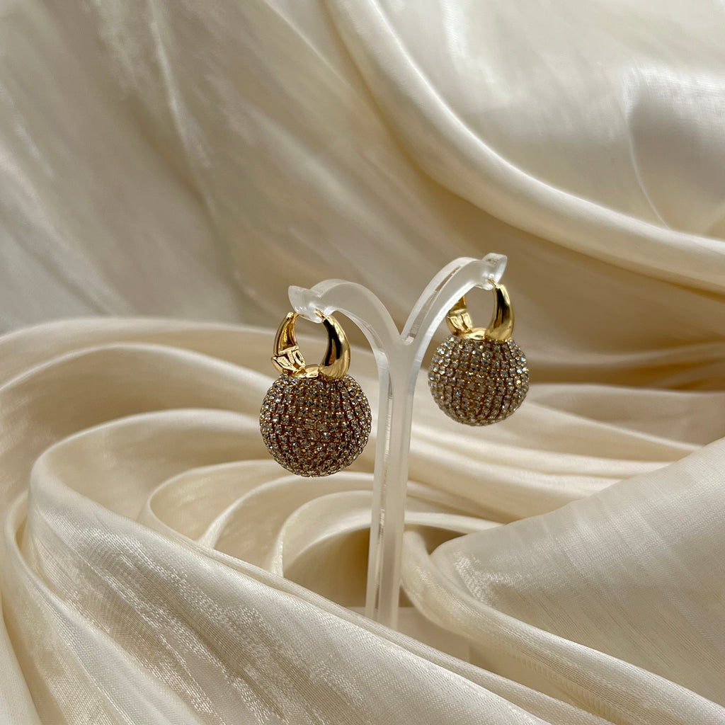 Crystal Pavé Sphere Hoop Earrings – Noirelle