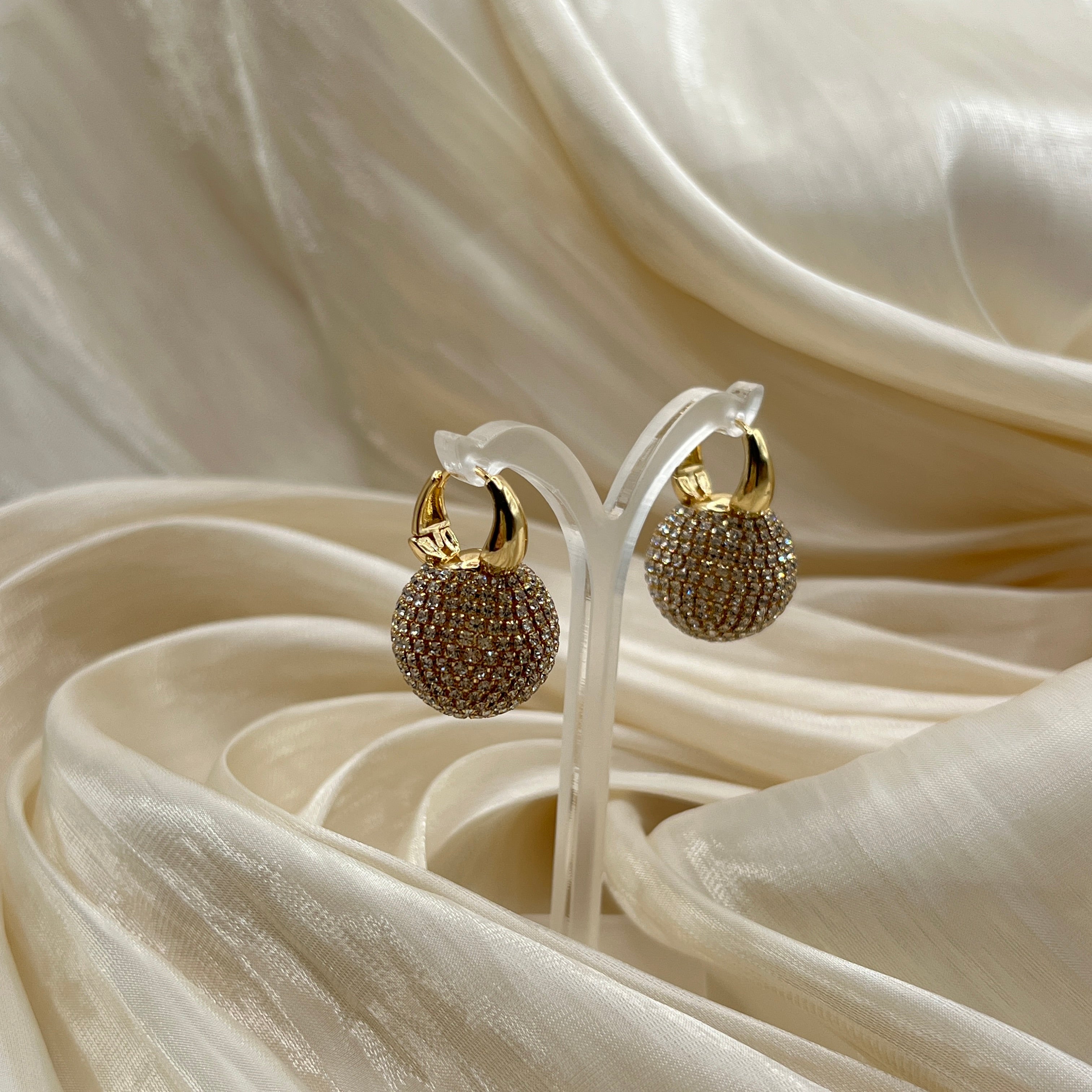 Crystal Pavé Sphere Hoop Earrings – Noirelle