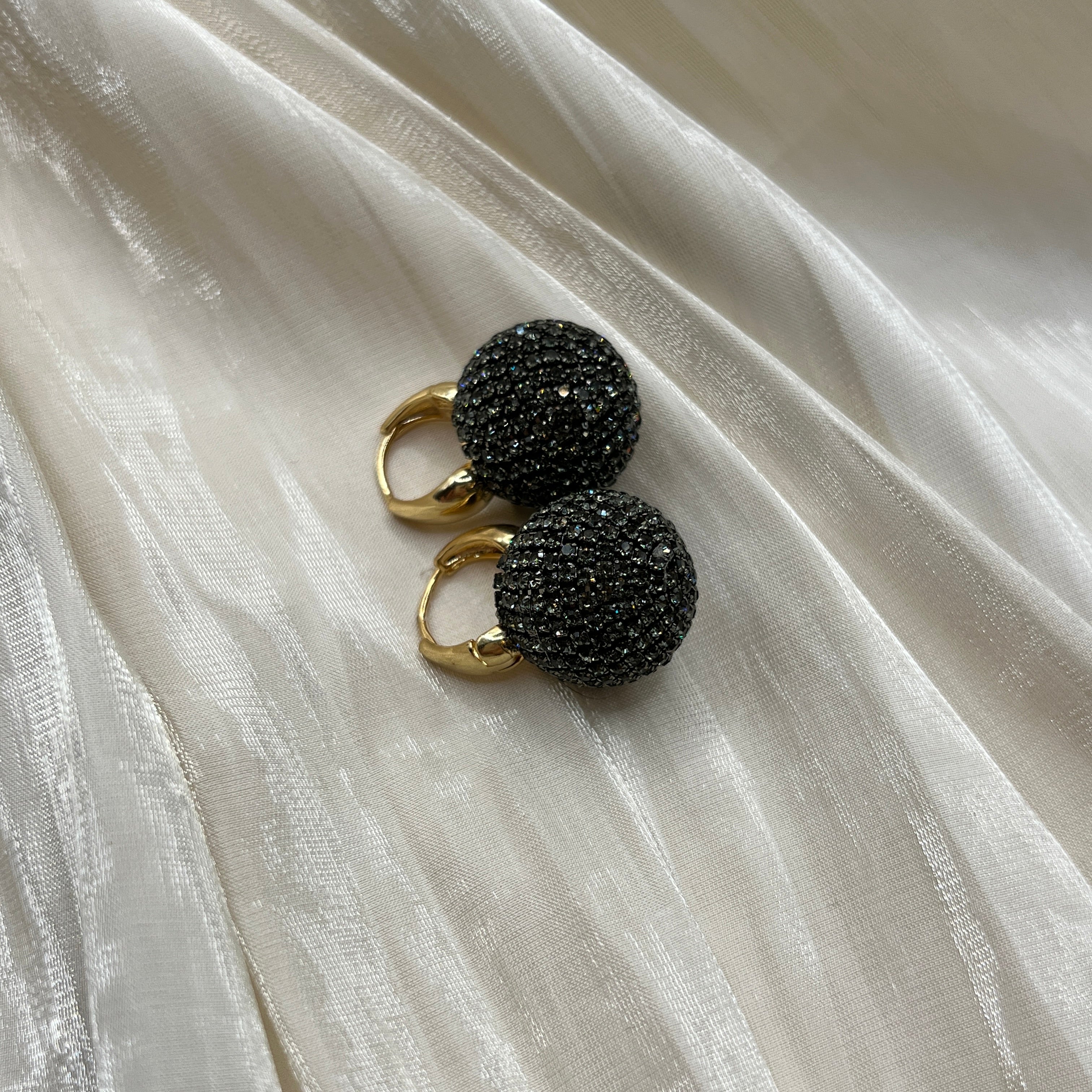 Crystal Pavé Sphere Hoop Earrings – Noirelle