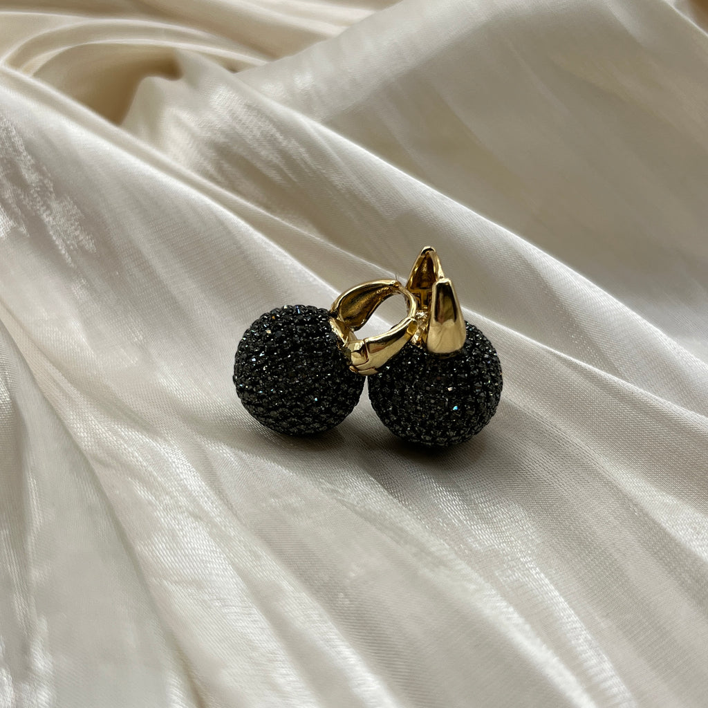 Crystal Pavé Sphere Hoop Earrings – Noirelle
