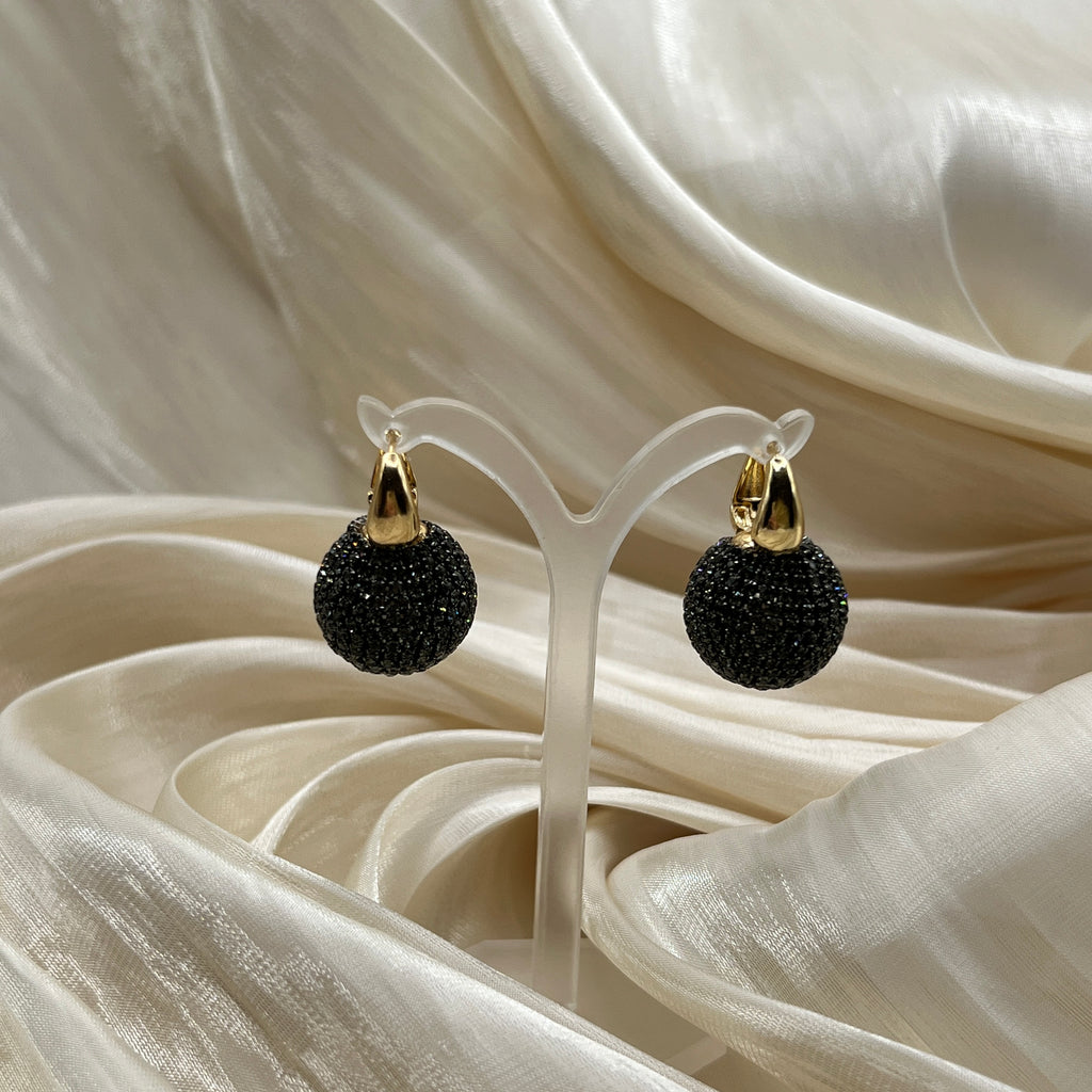 Crystal Pavé Sphere Hoop Earrings – Noirelle