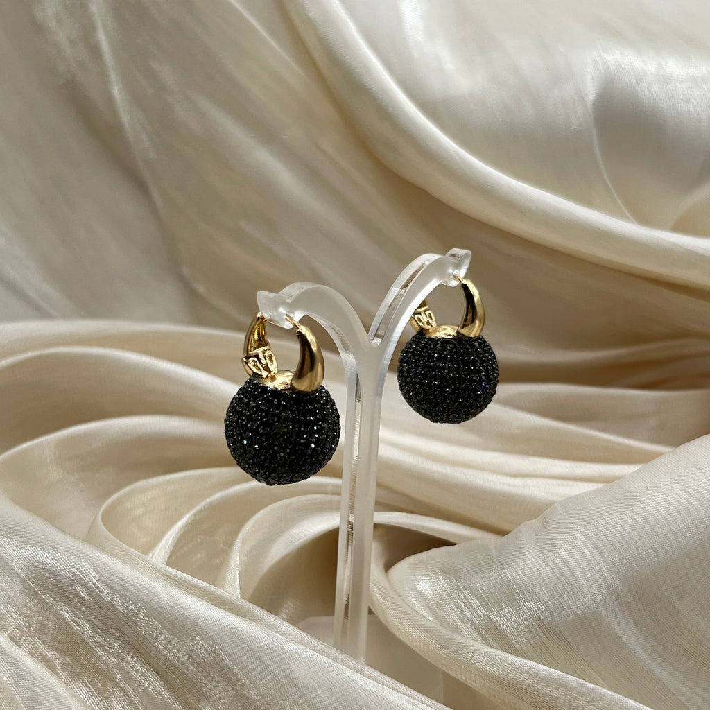 Crystal Pavé Sphere Hoop Earrings – Noirelle