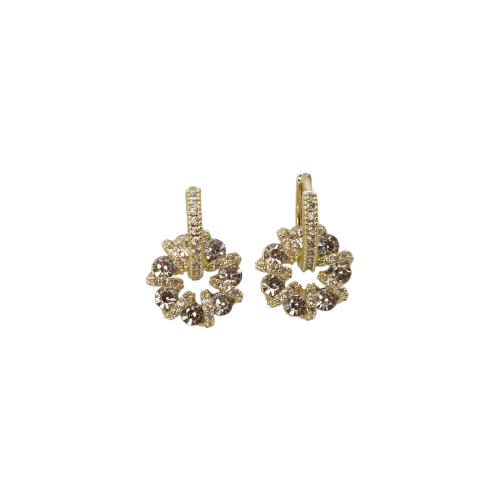 Crystal Halo Drop Earrings Gold – Orlena