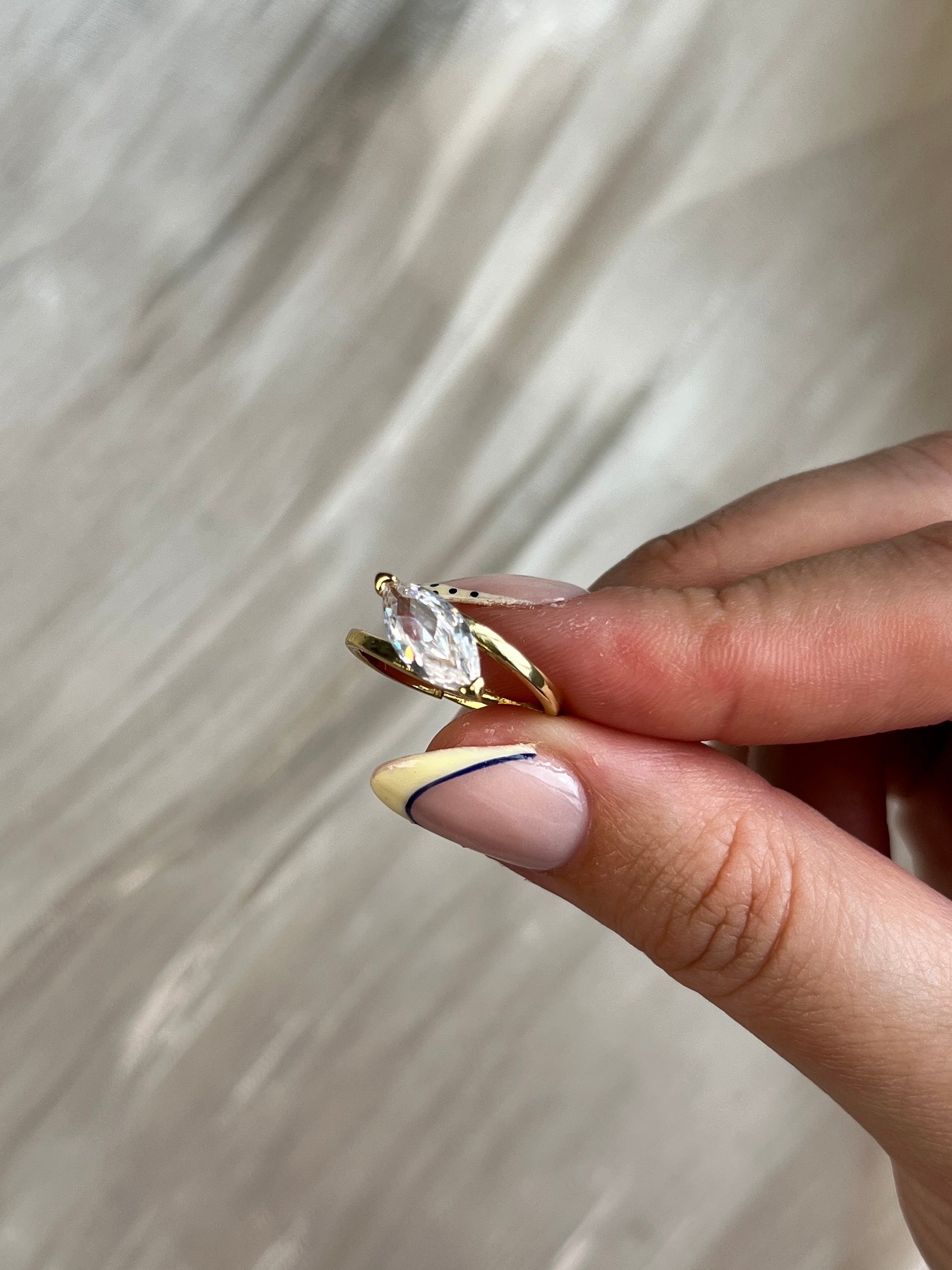 Ria Marquise Stone Ring – Adjustable 14K Gold Plated Statement Ring