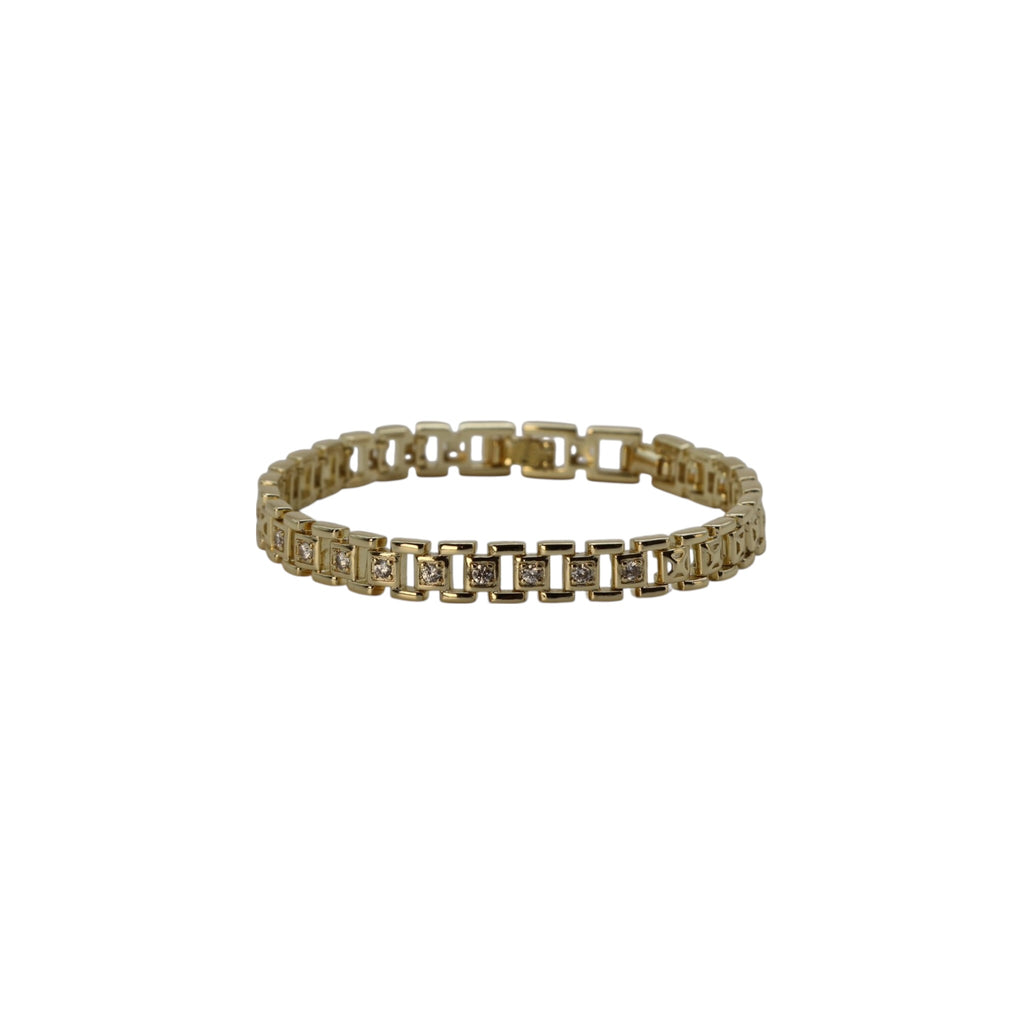Geometric CZ Link Bracelet – Zélia | 14K Gold Plated