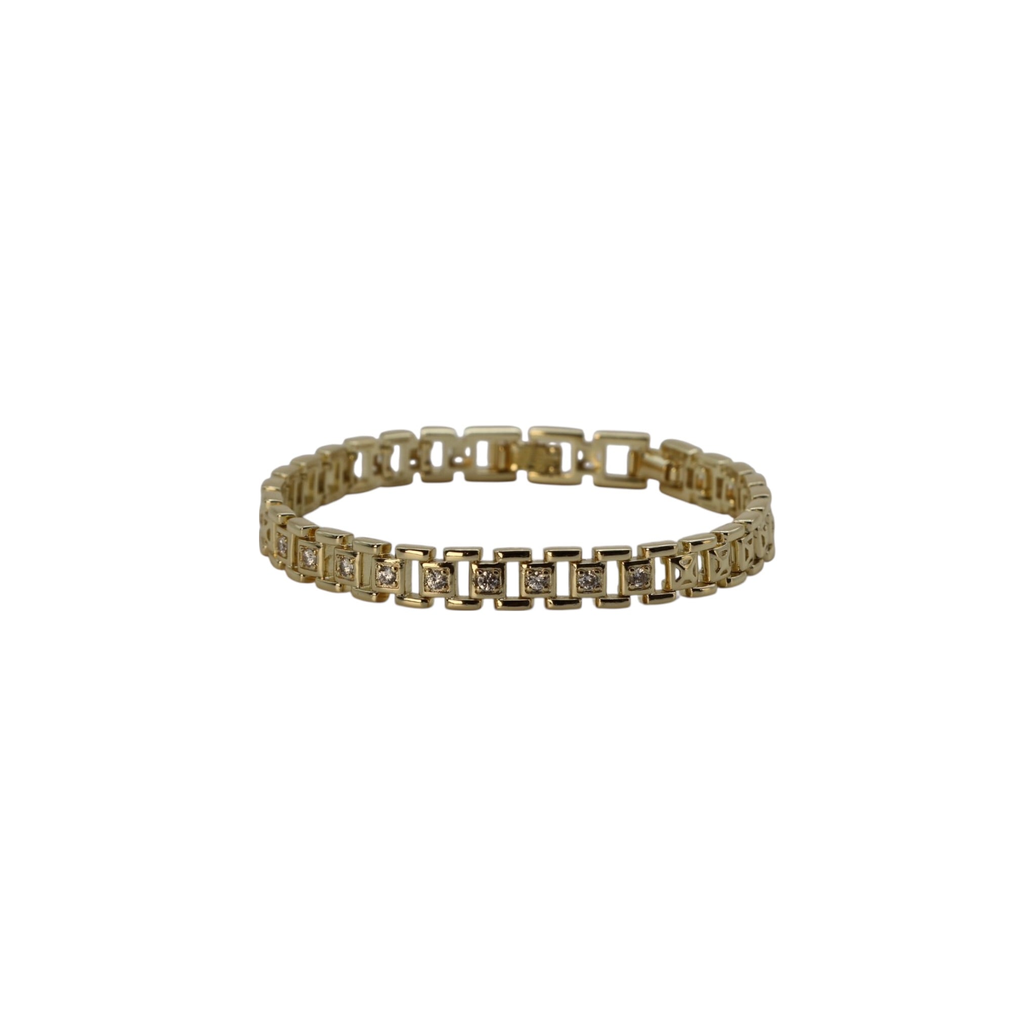 Geometric CZ Link Bracelet – Zélia | 14K Gold Plated