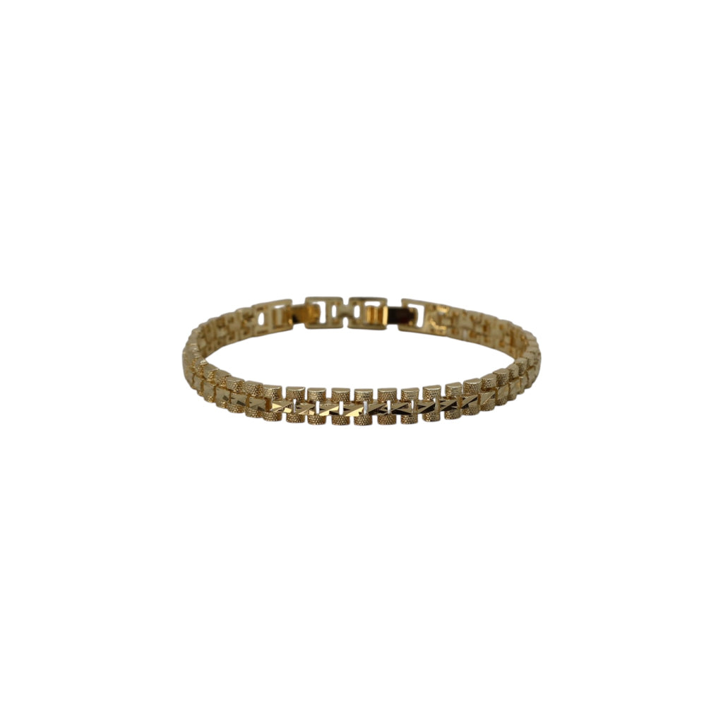 Geometric CZ Tennis Gold Bracelet – Alvera | 14K Gold Plated