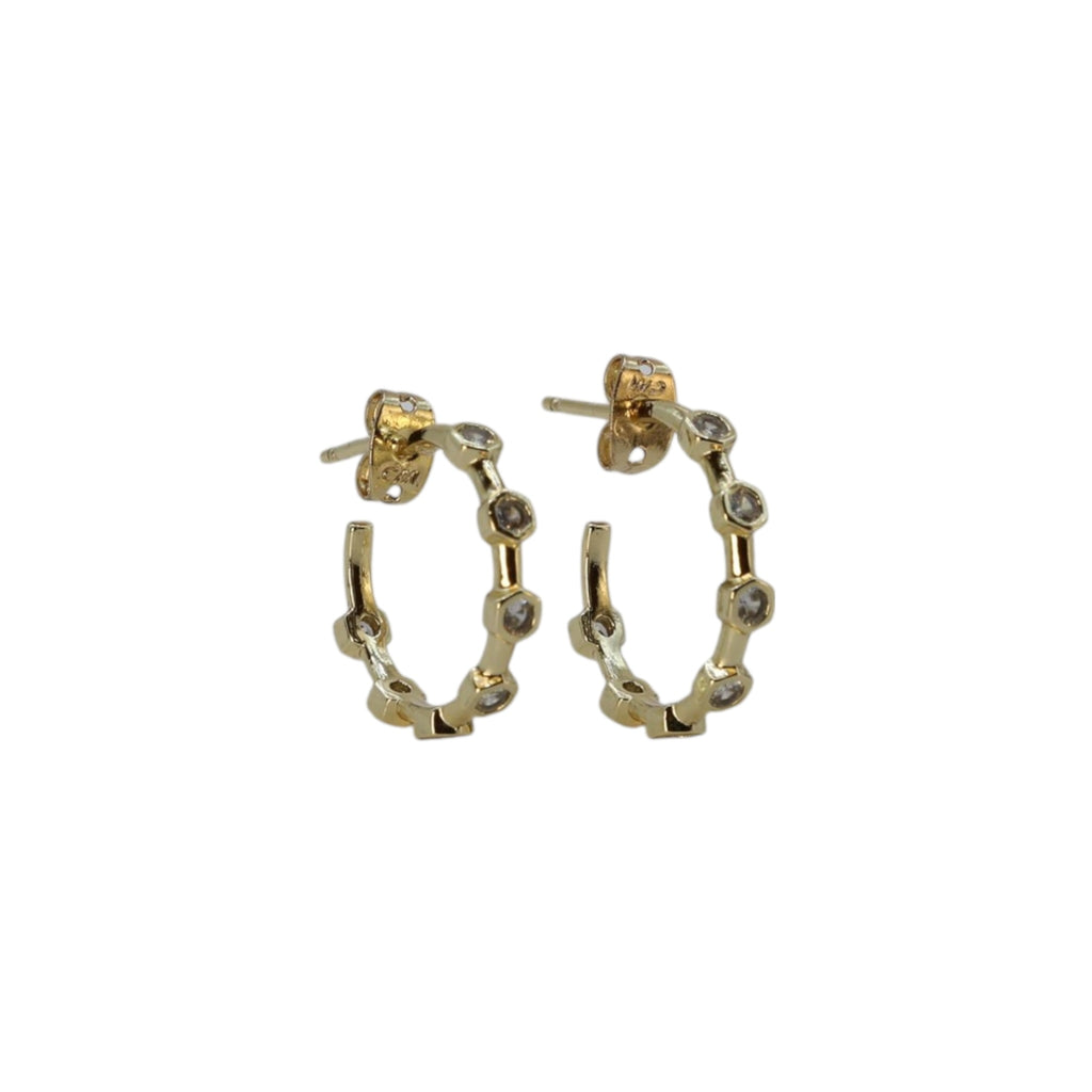 Geometric Stone Hoop Earrings Gold – Virelva