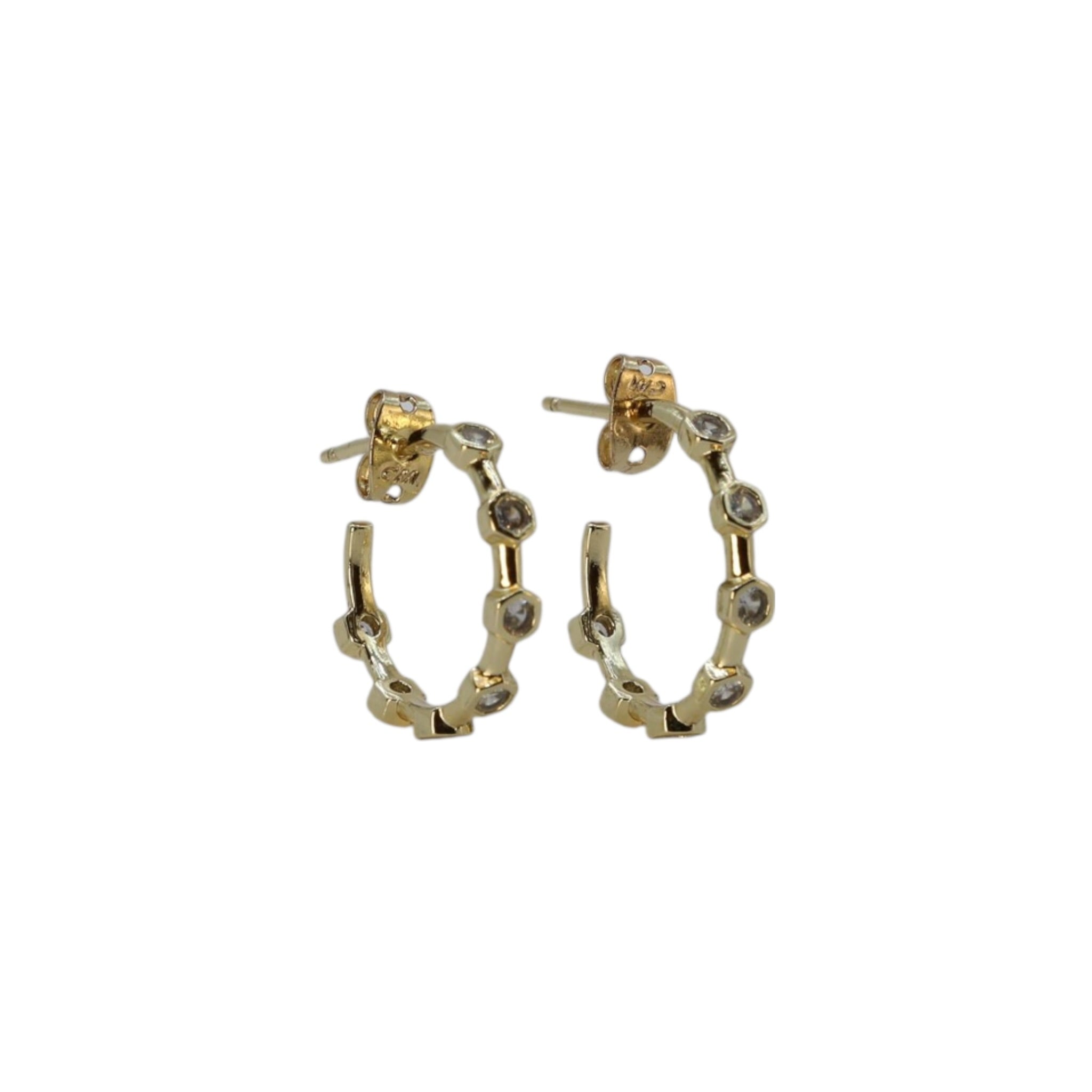 Geometric Stone Hoop Earrings Gold – Virelva